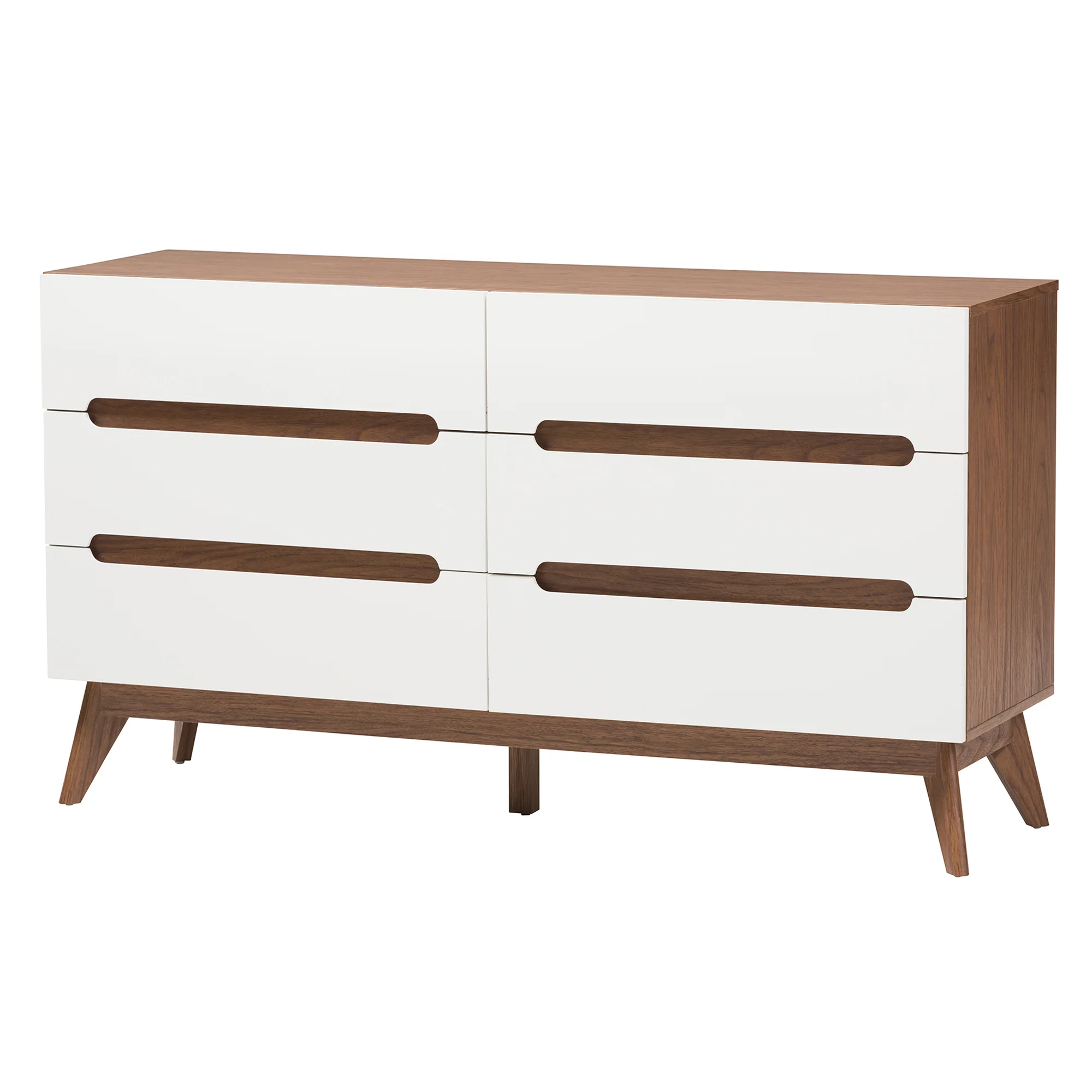 Baxton Studio Calypso Mid-Century Modern Two-Tone White and Walnut Brown Finished Wood 3-Piece Storage Set - Image 7