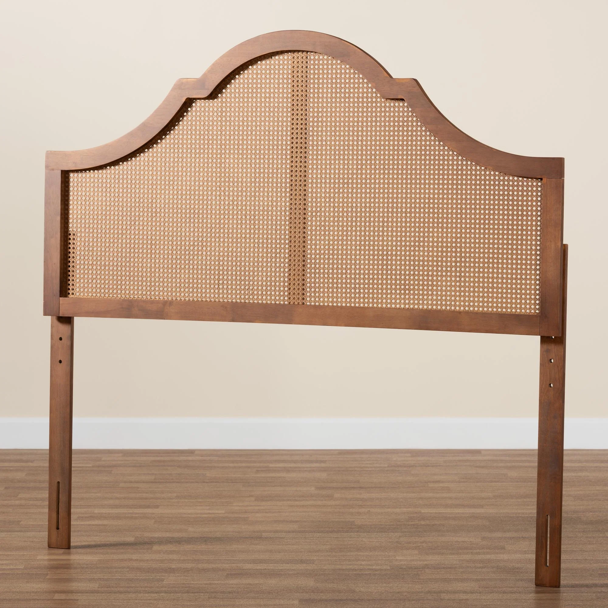 Baxton Studio Camila Classic and Traditional Ash Walnut Finished Wood King Size Headboard with Rattan - Image 6