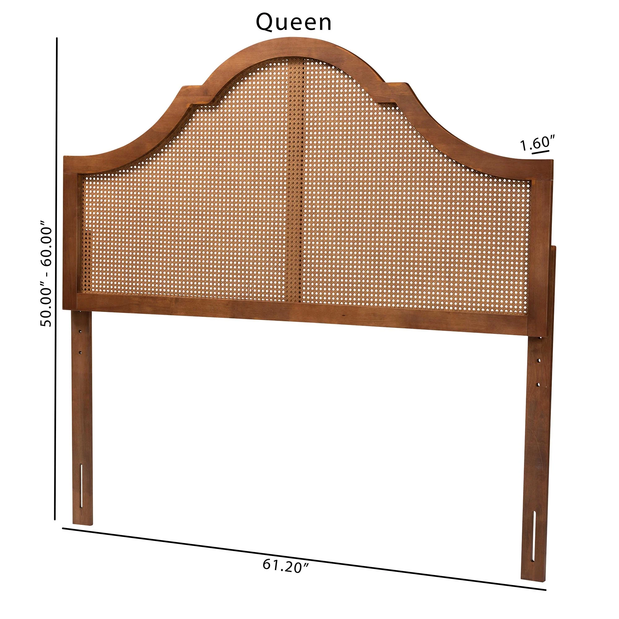Baxton Studio Camila Classic and Traditional Ash Walnut Finished Wood King Size Headboard with Rattan - Image 7