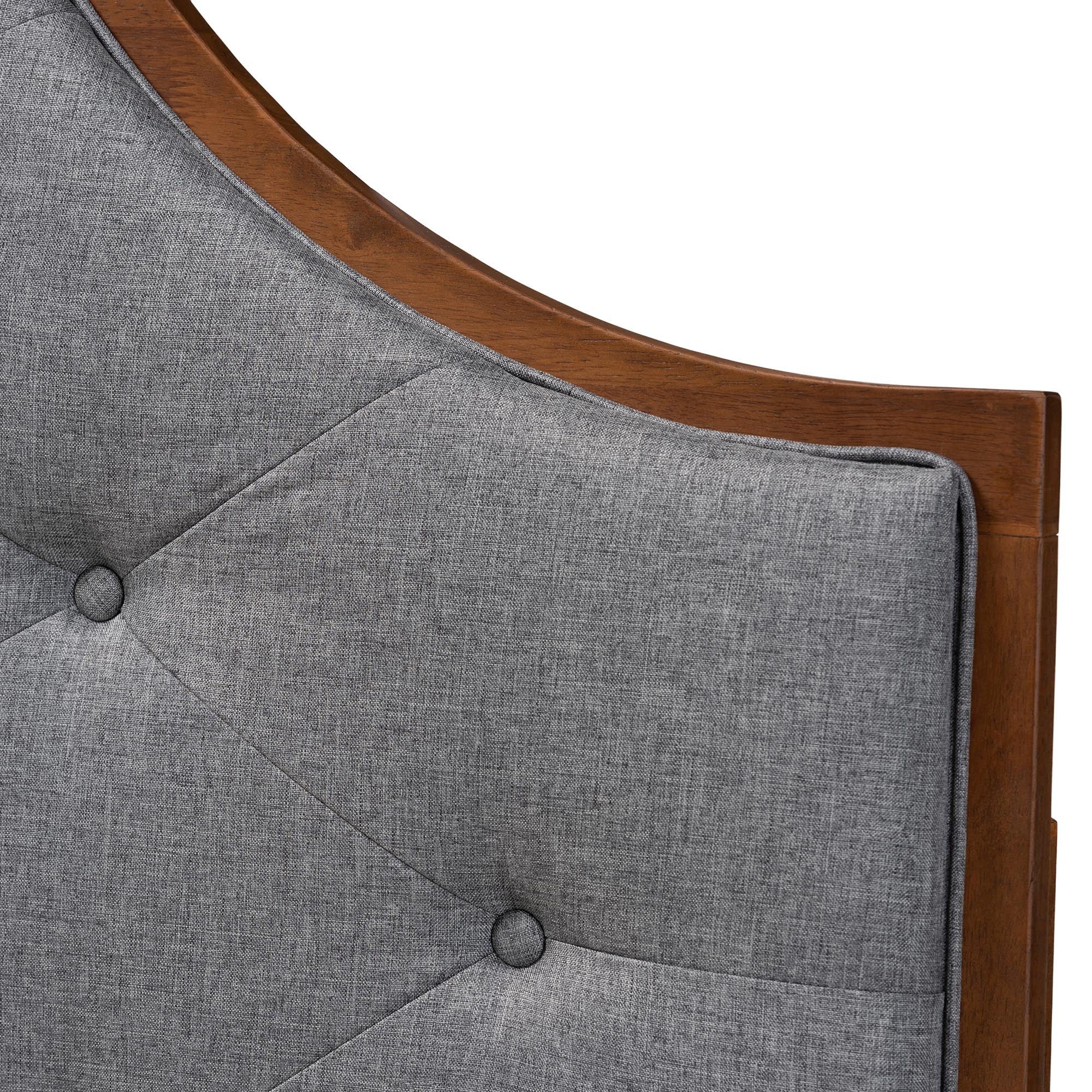 Baxton Studio Camila Classic and Traditional Grey Fabric and Walnut Brown Finished Wood King Size Headboard - Image 4