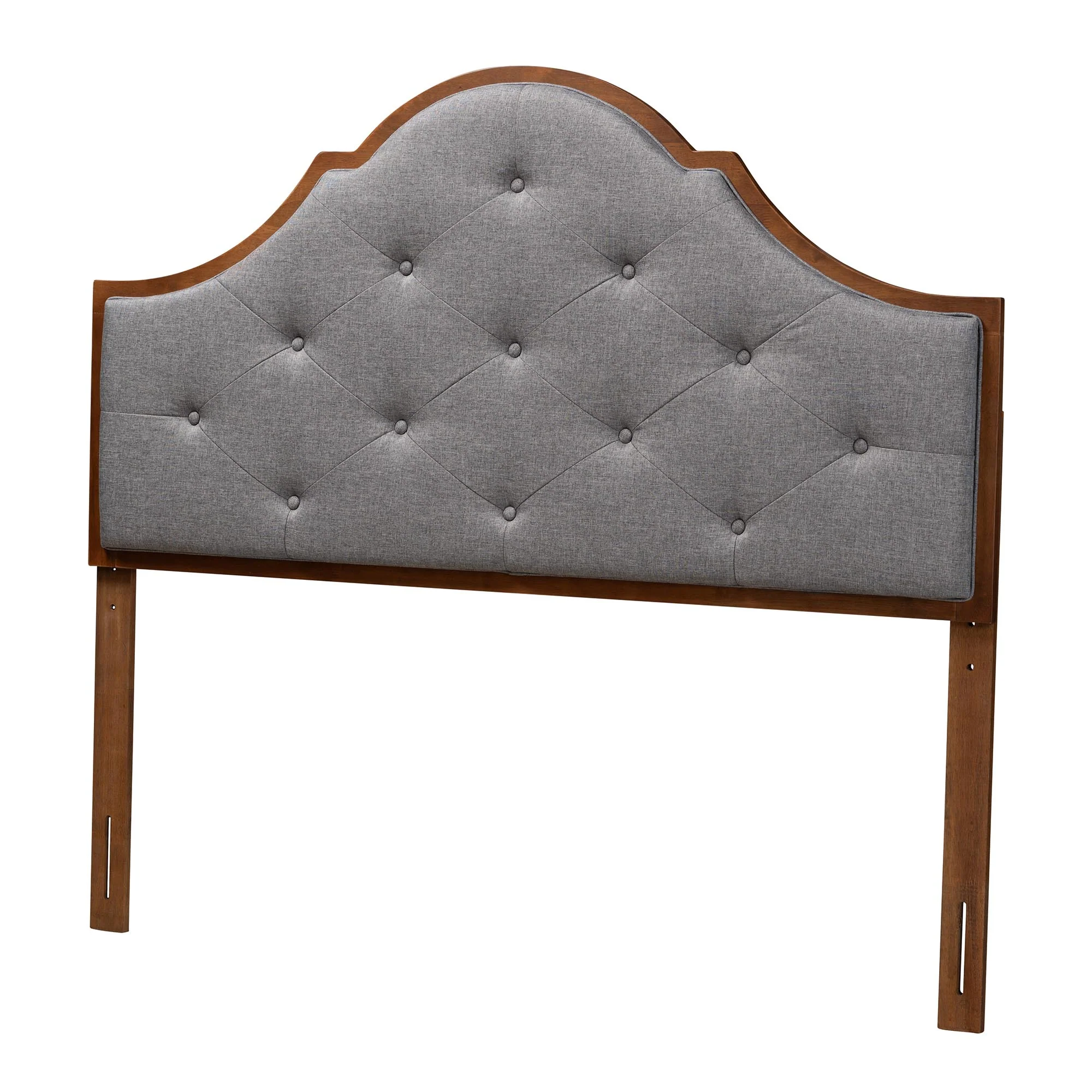 Baxton Studio Camila Classic and Traditional Grey Fabric and Walnut Brown Finished Wood Queen Size Headboard - Image 2