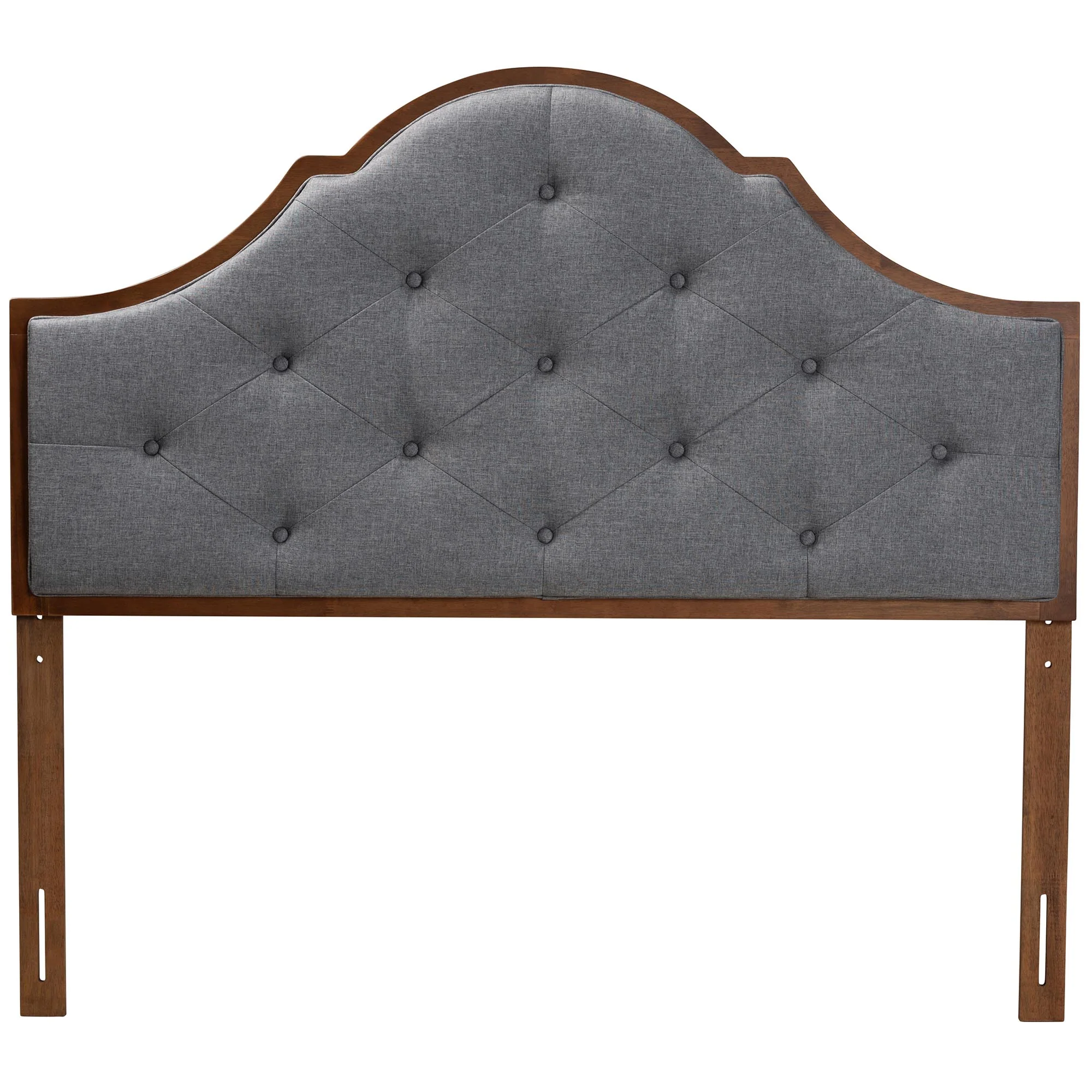 Baxton Studio Camila Classic and Traditional Grey Fabric and Walnut Brown Finished Wood Queen Size Headboard - Image 3