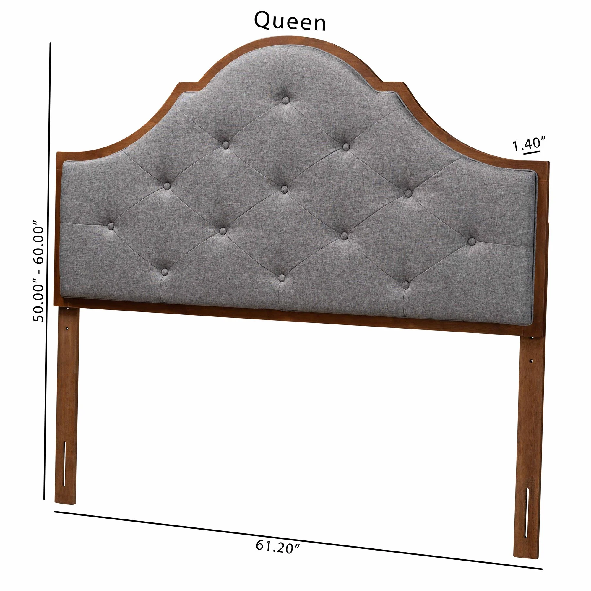 Baxton Studio Camila Classic and Traditional Grey Fabric and Walnut Brown Finished Wood Queen Size Headboard - Image 7