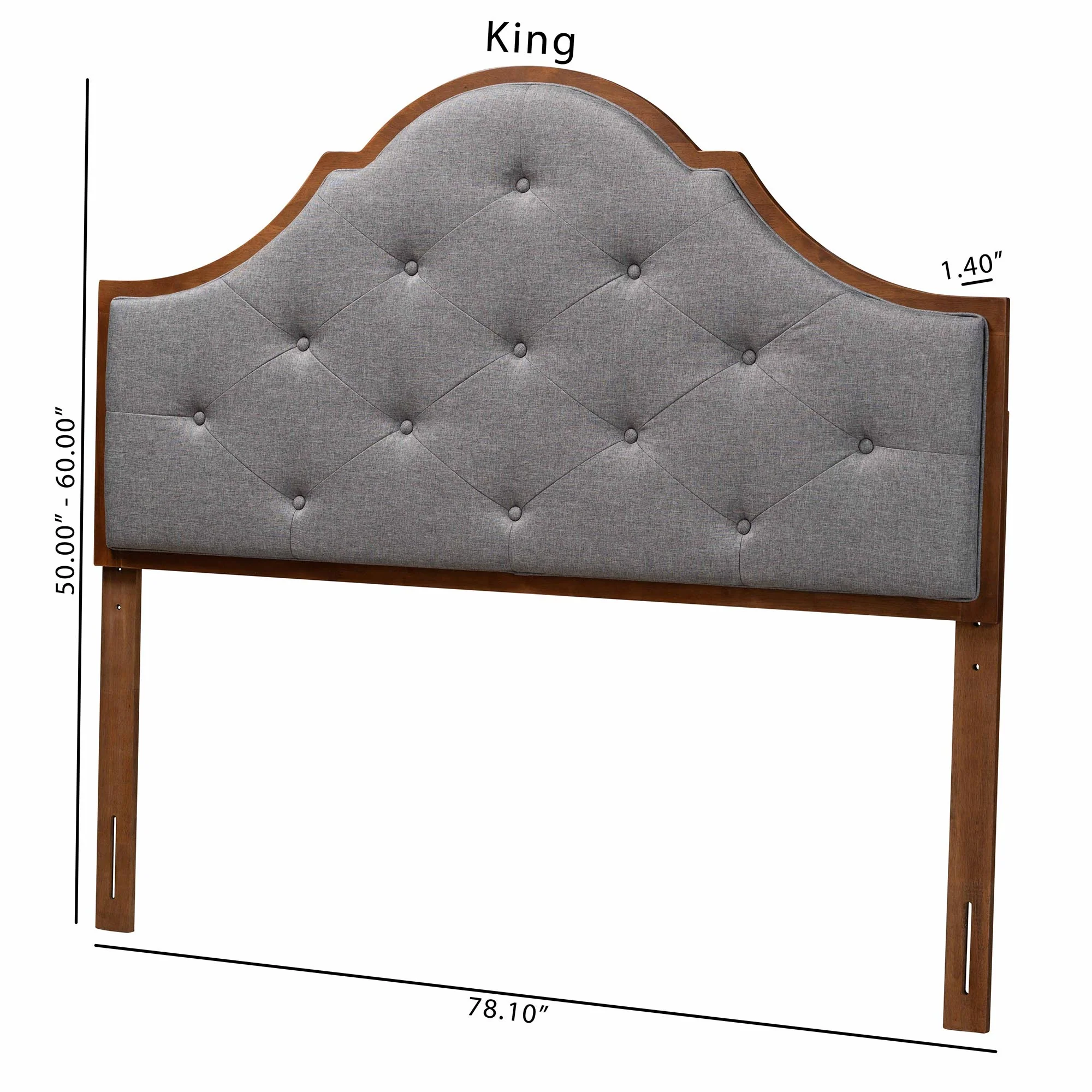 Baxton Studio Camila Classic and Traditional Grey Fabric and Walnut Brown Finished Wood Queen Size Headboard - Image 9