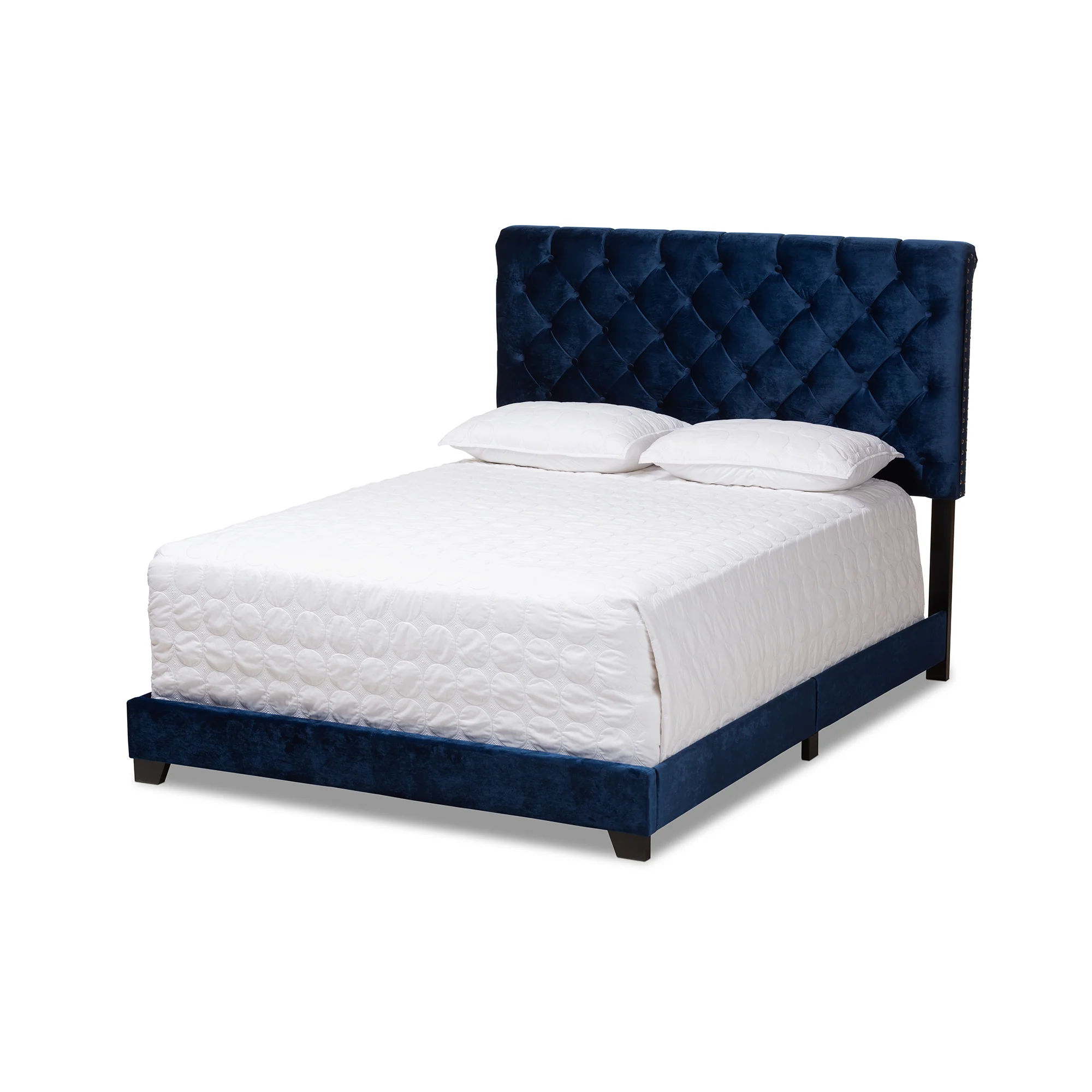 Baxton Studio Candace Luxe and Glamour Navy Velvet Upholstered Full Size Bed - Image 2