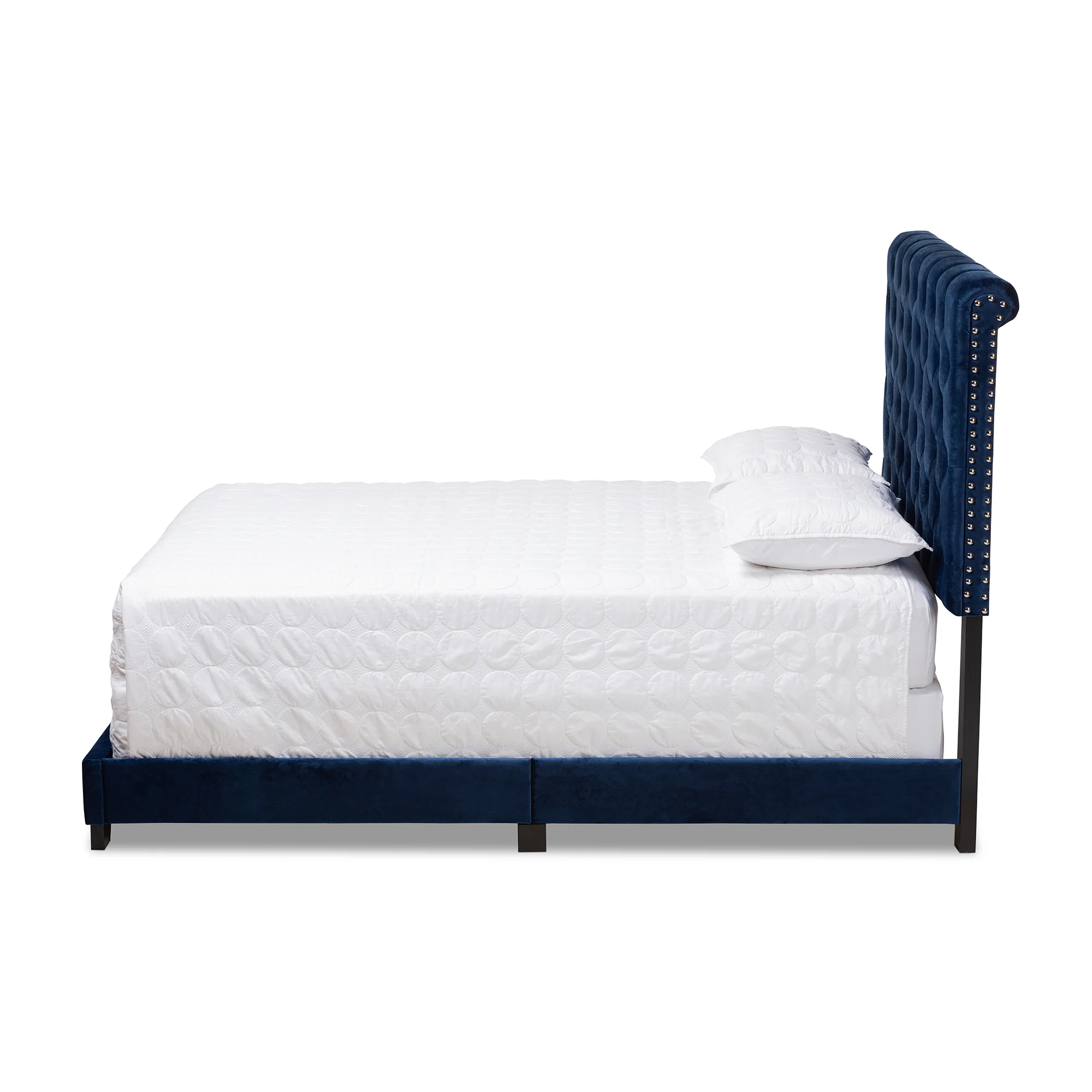 Baxton Studio Candace Luxe and Glamour Navy Velvet Upholstered Full Size Bed - Image 3