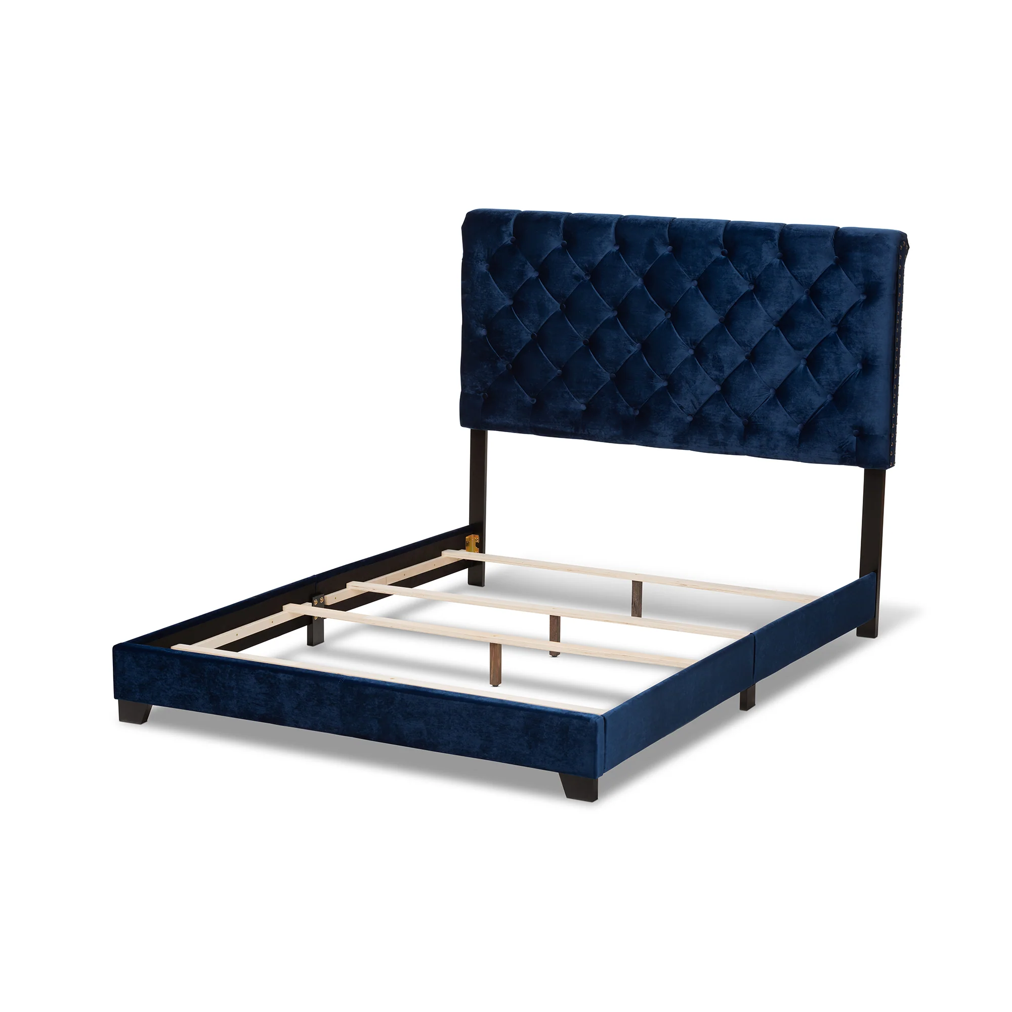 Baxton Studio Candace Luxe and Glamour Navy Velvet Upholstered Full Size Bed - Image 4
