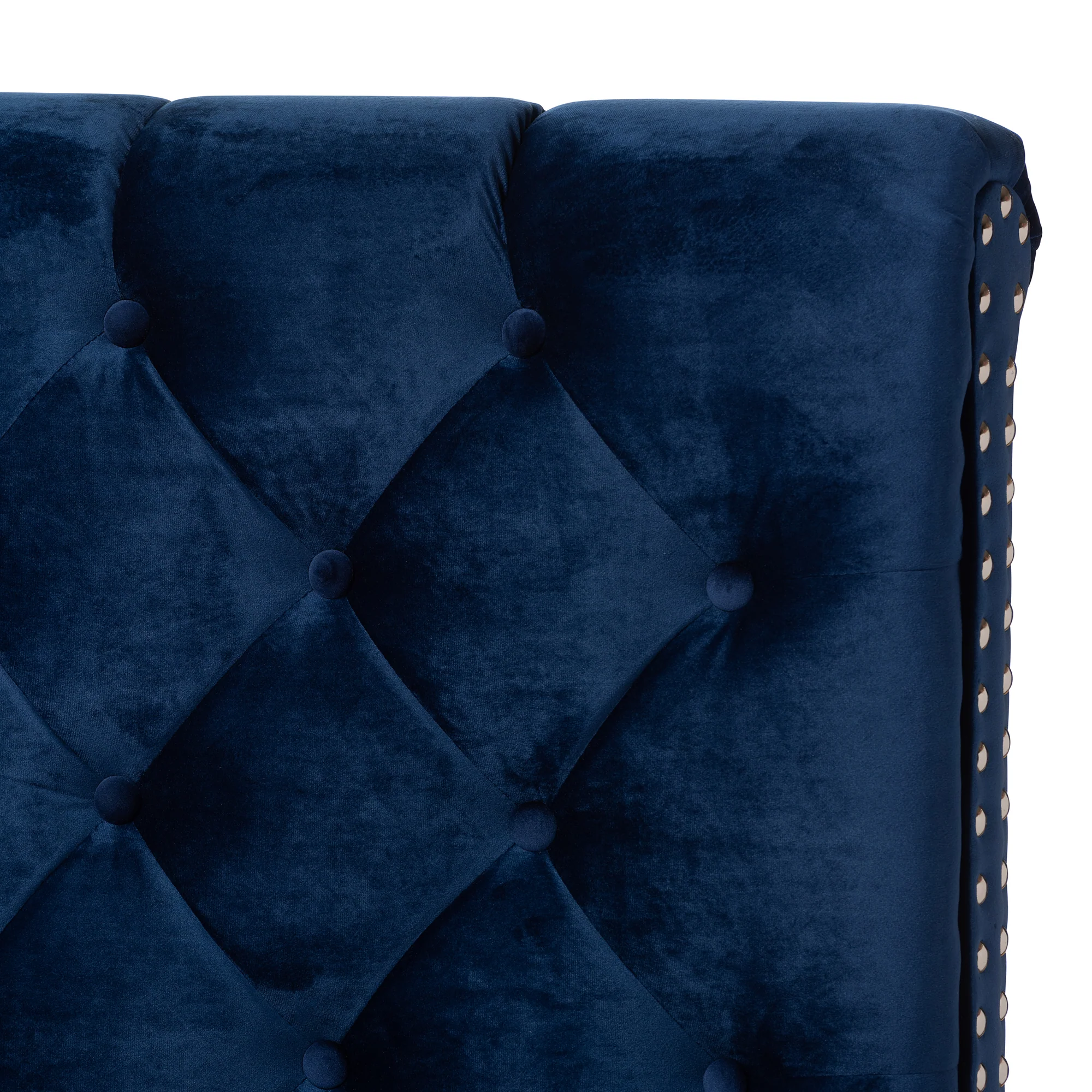 Baxton Studio Candace Luxe and Glamour Navy Velvet Upholstered Full Size Bed - Image 5