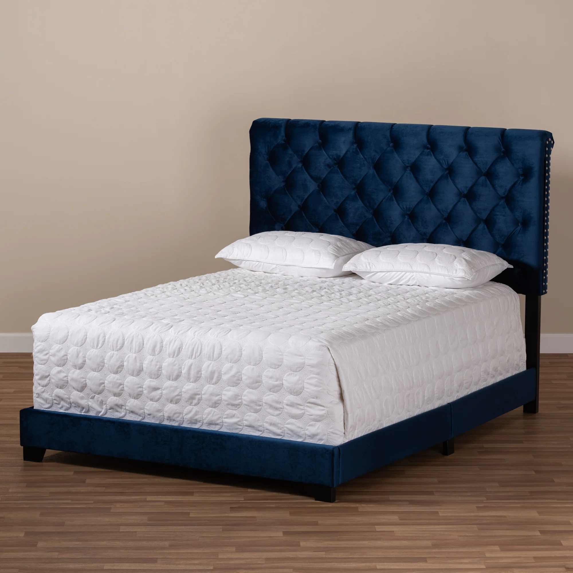 Baxton Studio Candace Luxe and Glamour Navy Velvet Upholstered Full Size Bed - Image 7