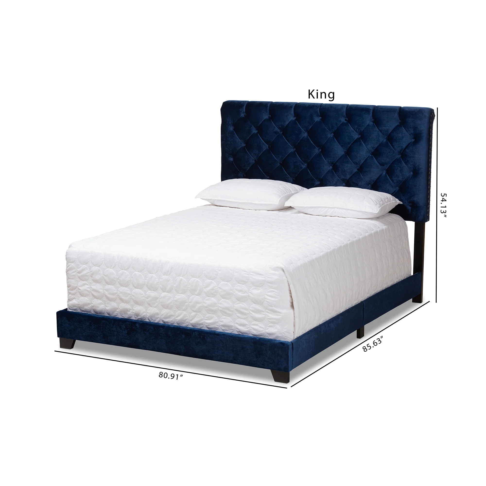 Baxton Studio Candace Luxe and Glamour Navy Velvet Upholstered Full Size Bed - Image 9