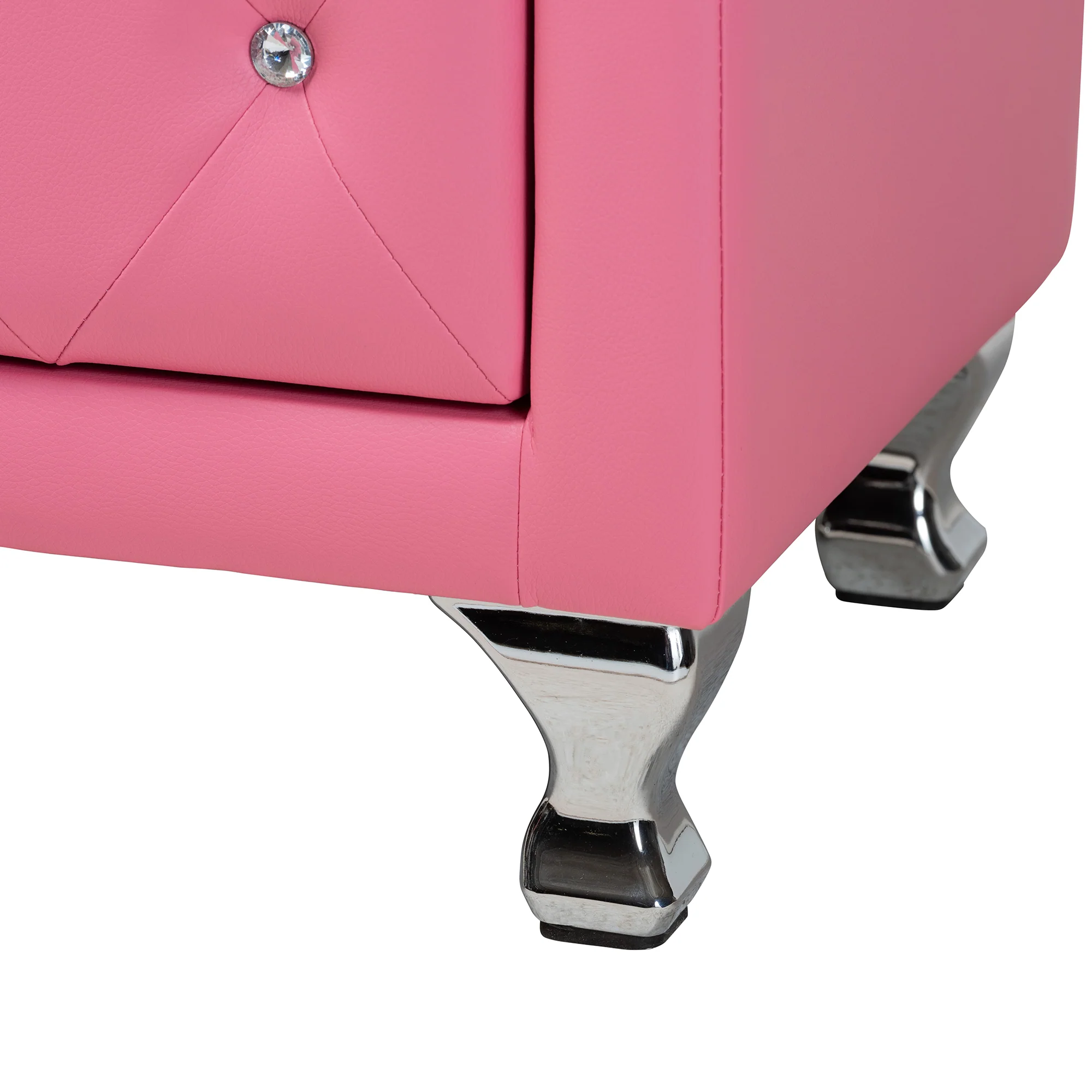 Baxton Studio Canterbury Contemporary Glam Pink Faux Leather Upholstered Full Size 3-Piece Bedroom Set - Image 7