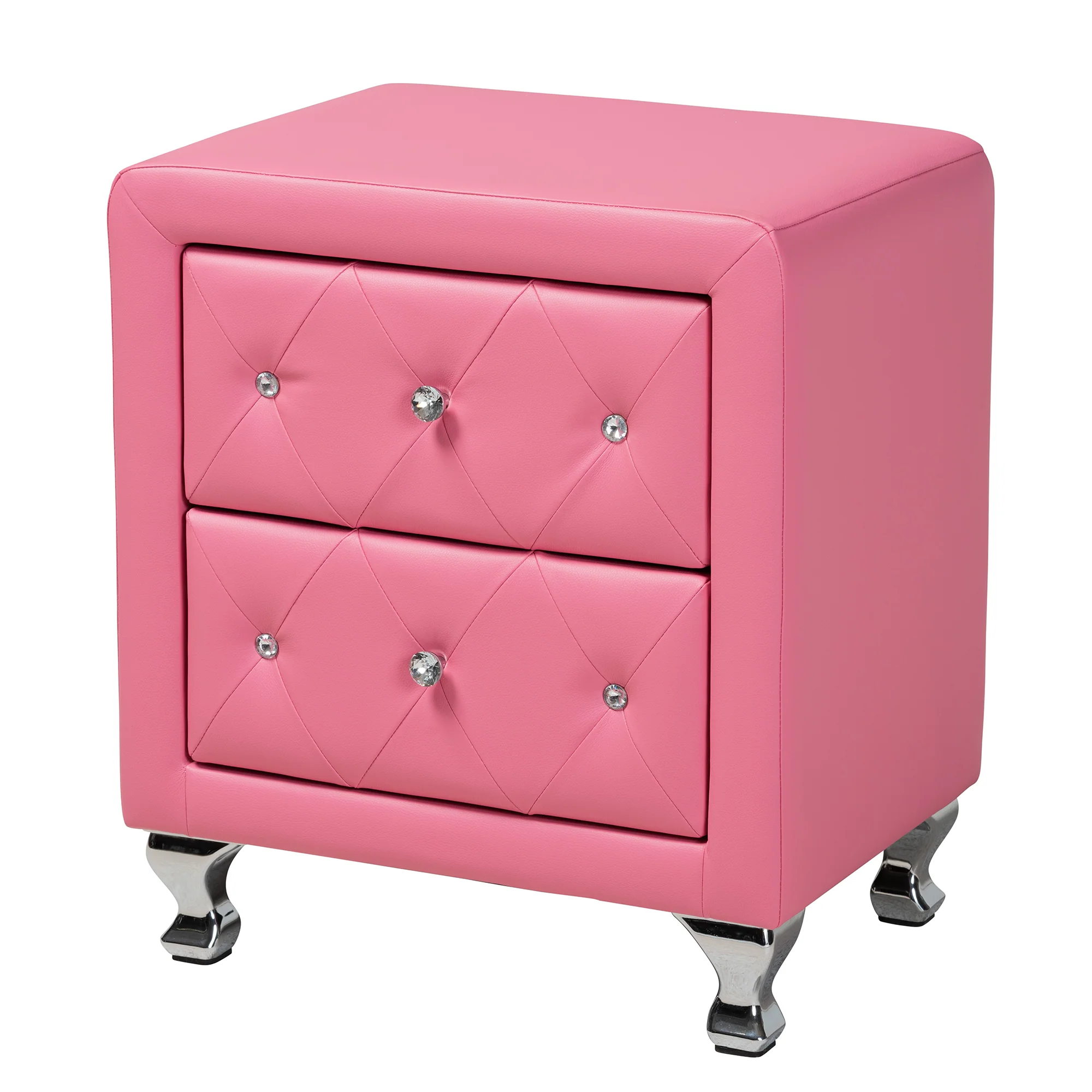 Baxton Studio Canterbury Contemporary Glam Pink Faux Leather Upholstered Queen Size 3-Piece Bedroom Set - Image 5