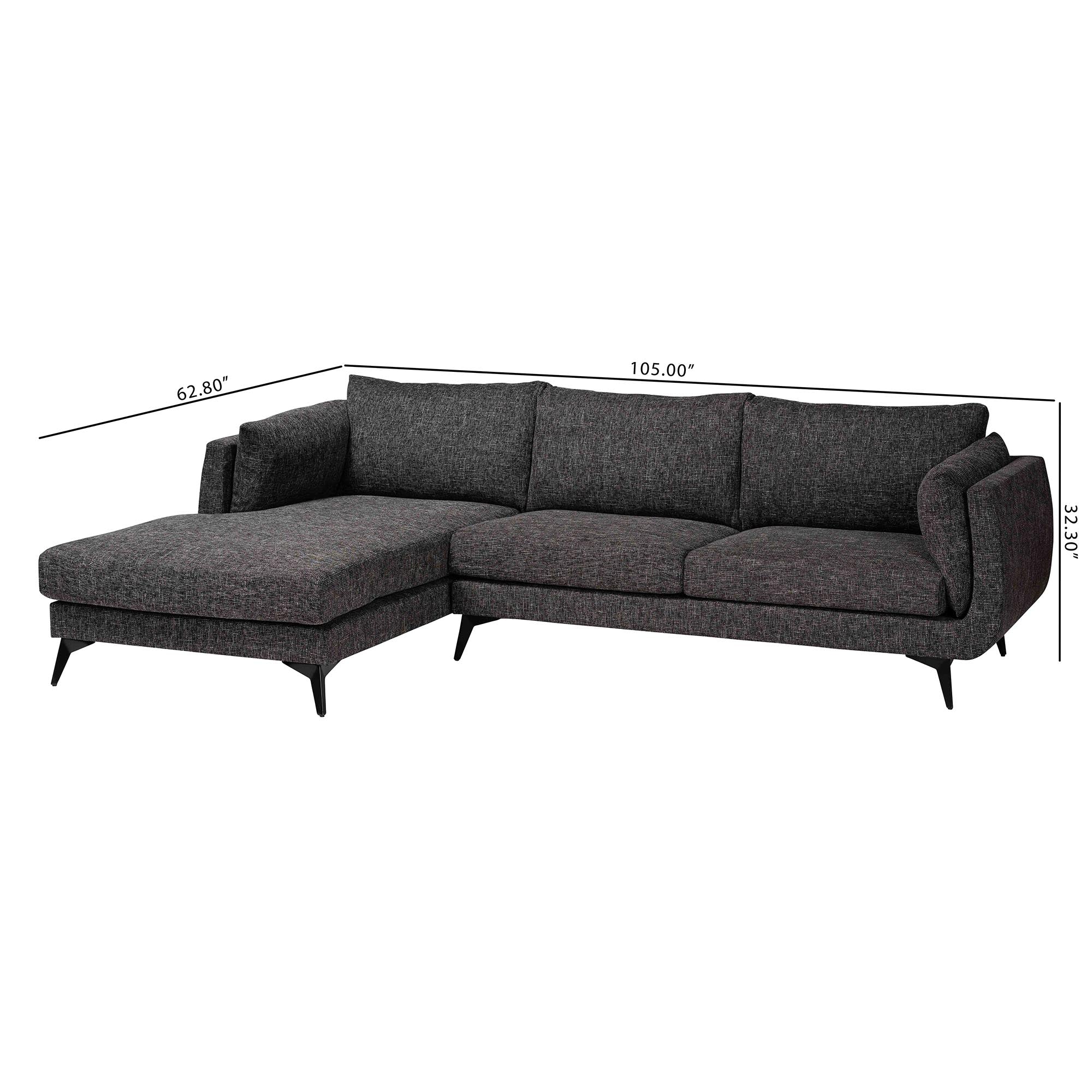 Baxton Studio Cantu Modern Gravel Twill Fabric Left Facing Sectional Sofa - Image 2