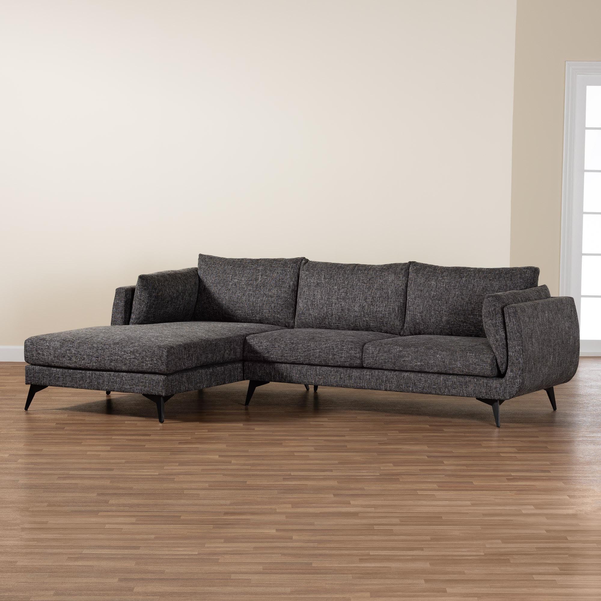 Baxton Studio Cantu Modern Gravel Twill Fabric Left Facing Sectional Sofa - Image 8