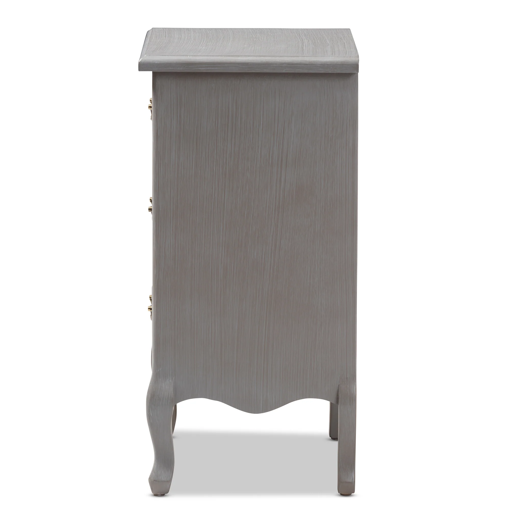 Baxton Studio Capucine Antique French Country Cottage Grey Finished Wood 3-Drawer End Table - Image 7