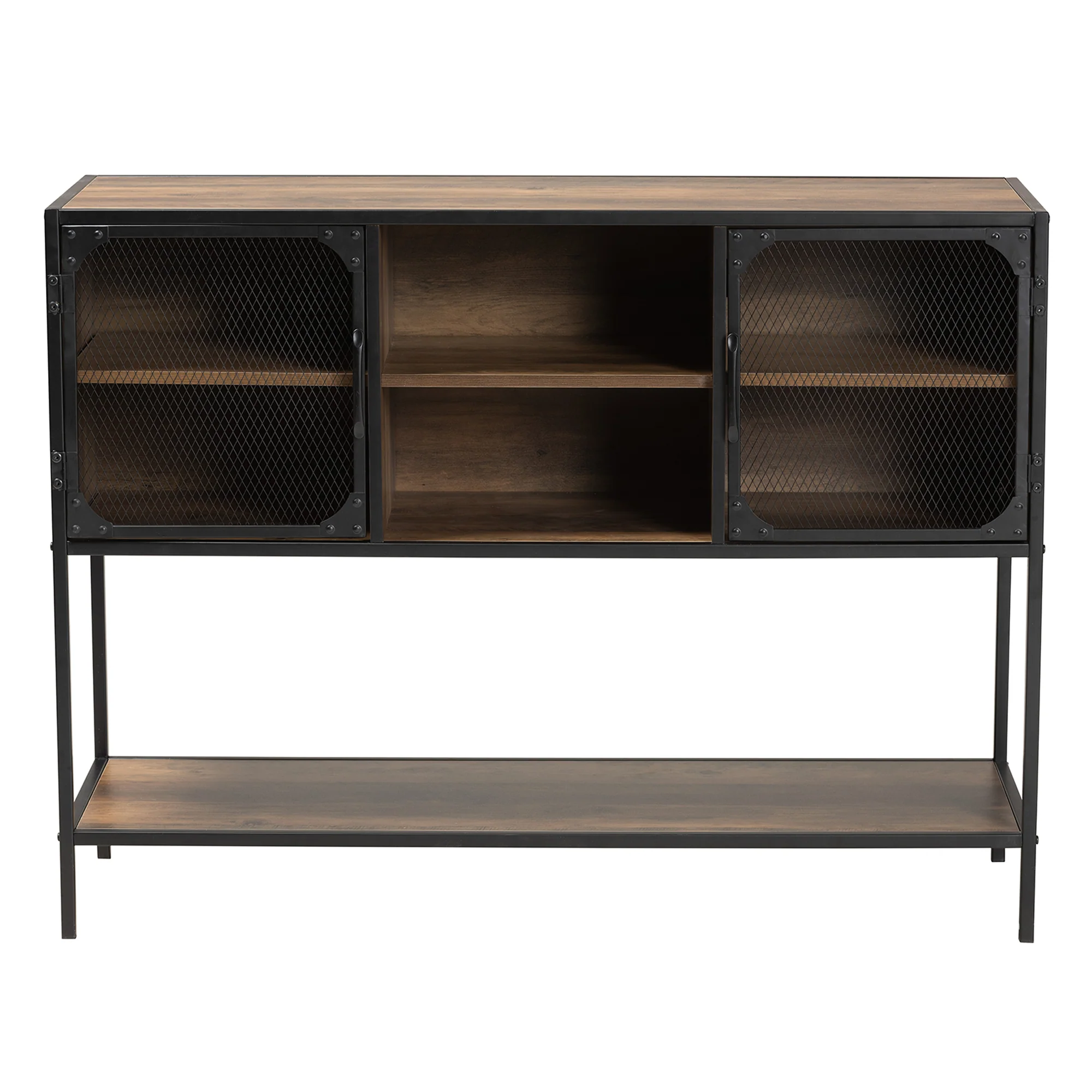 Baxton Studio Cardea Modern Industrial Walnut Brown Finished Wood and Black Metal 2-Door Sideboard - Image 4