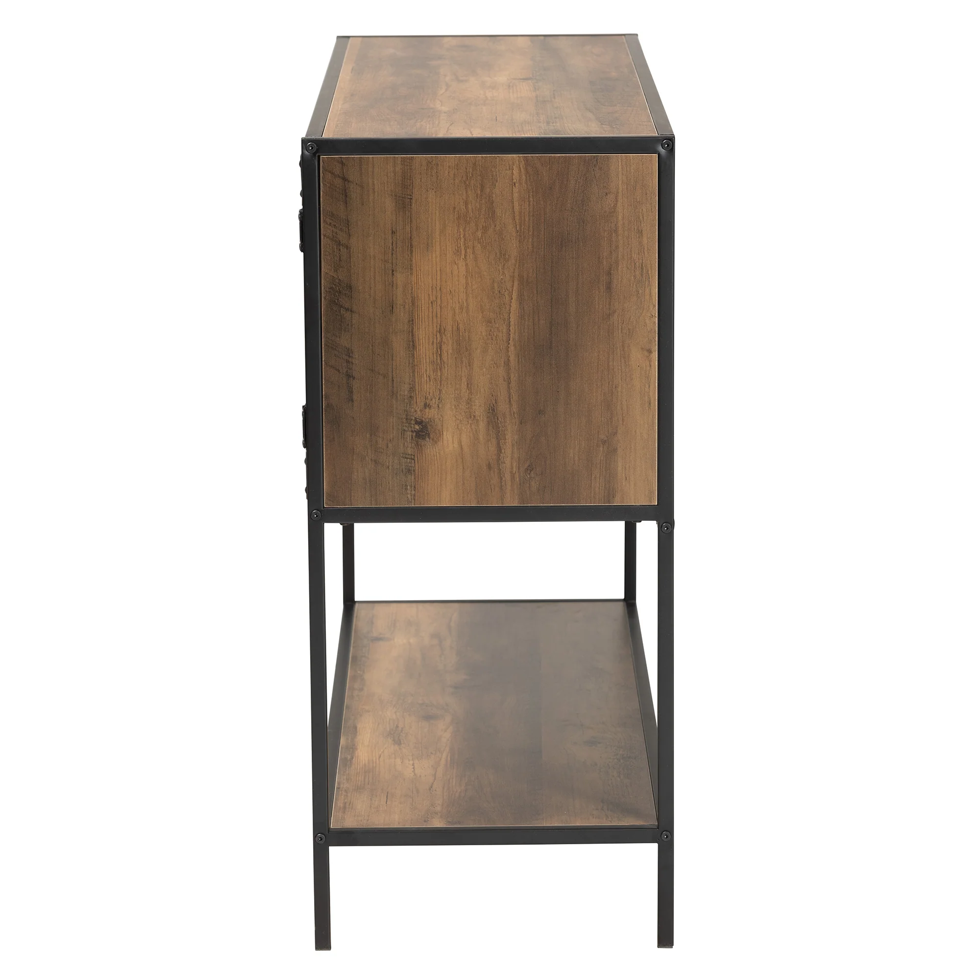 Baxton Studio Cardea Modern Industrial Walnut Brown Finished Wood and Black Metal 2-Door Sideboard - Image 5