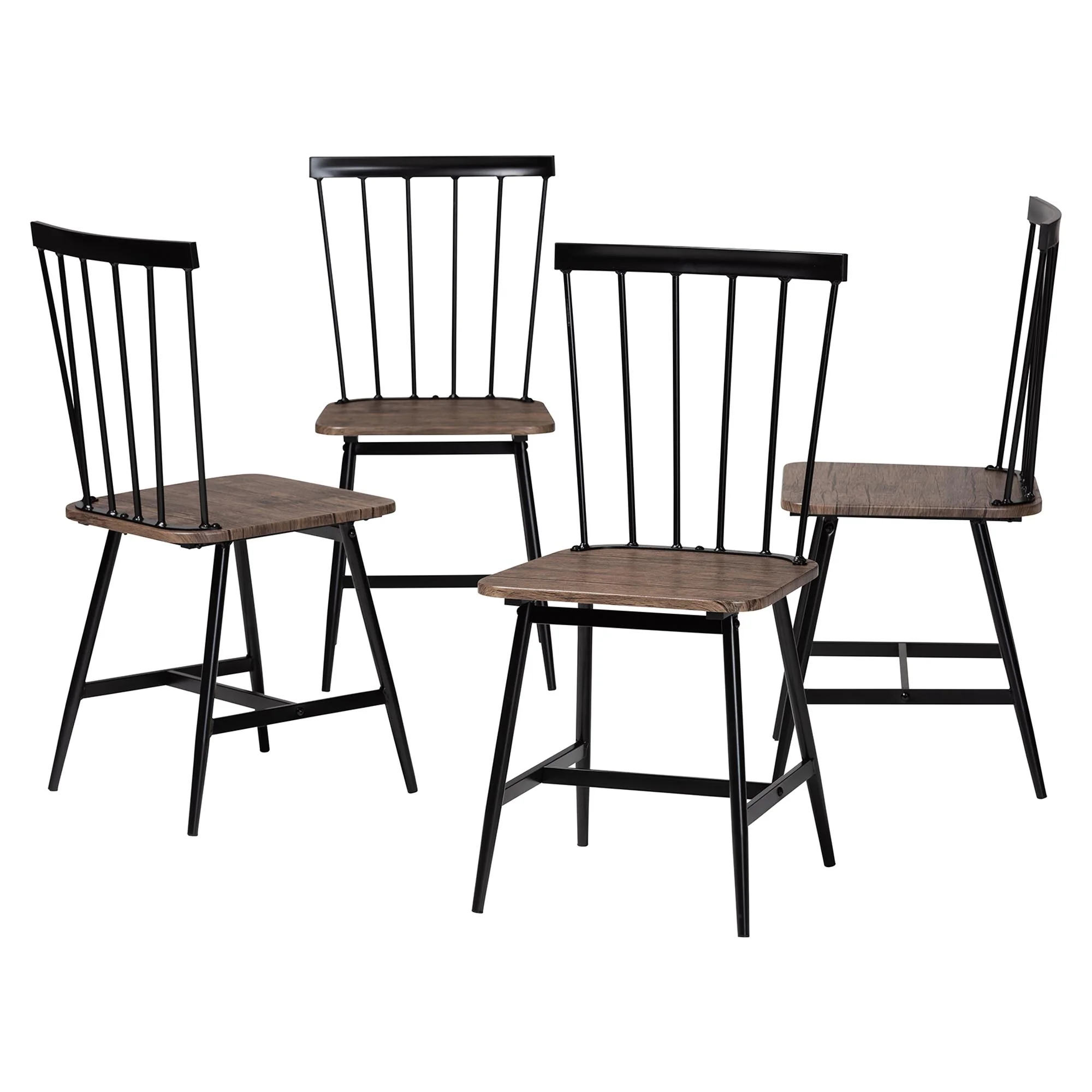 Baxton Studio Cardinal Industrial Dark Brown Wood and Metal Dining Chair - Image 5