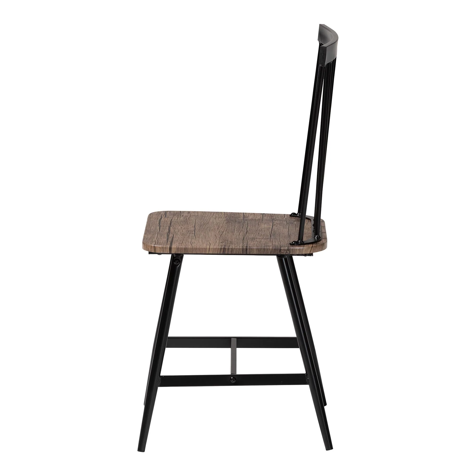 Baxton Studio Cardinal Industrial Dark Brown Wood and Metal Dining Chair - Image 8