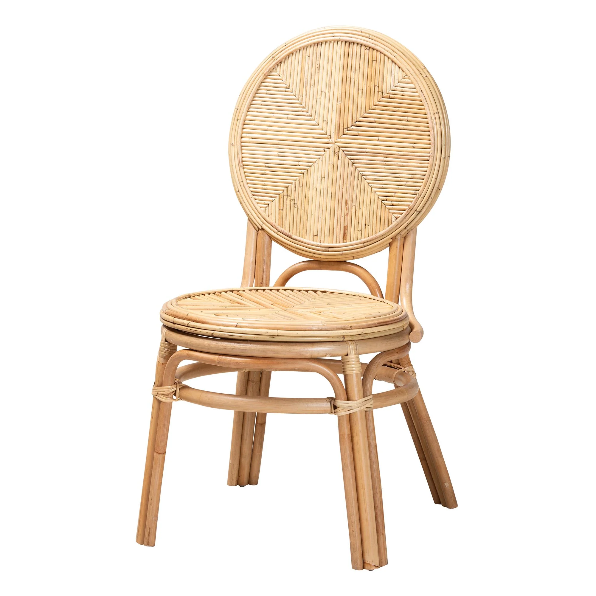 Baxton Studio Carita Modern Bohemian Natural Brown Rattan 5-Piece Dining Set - Image 3