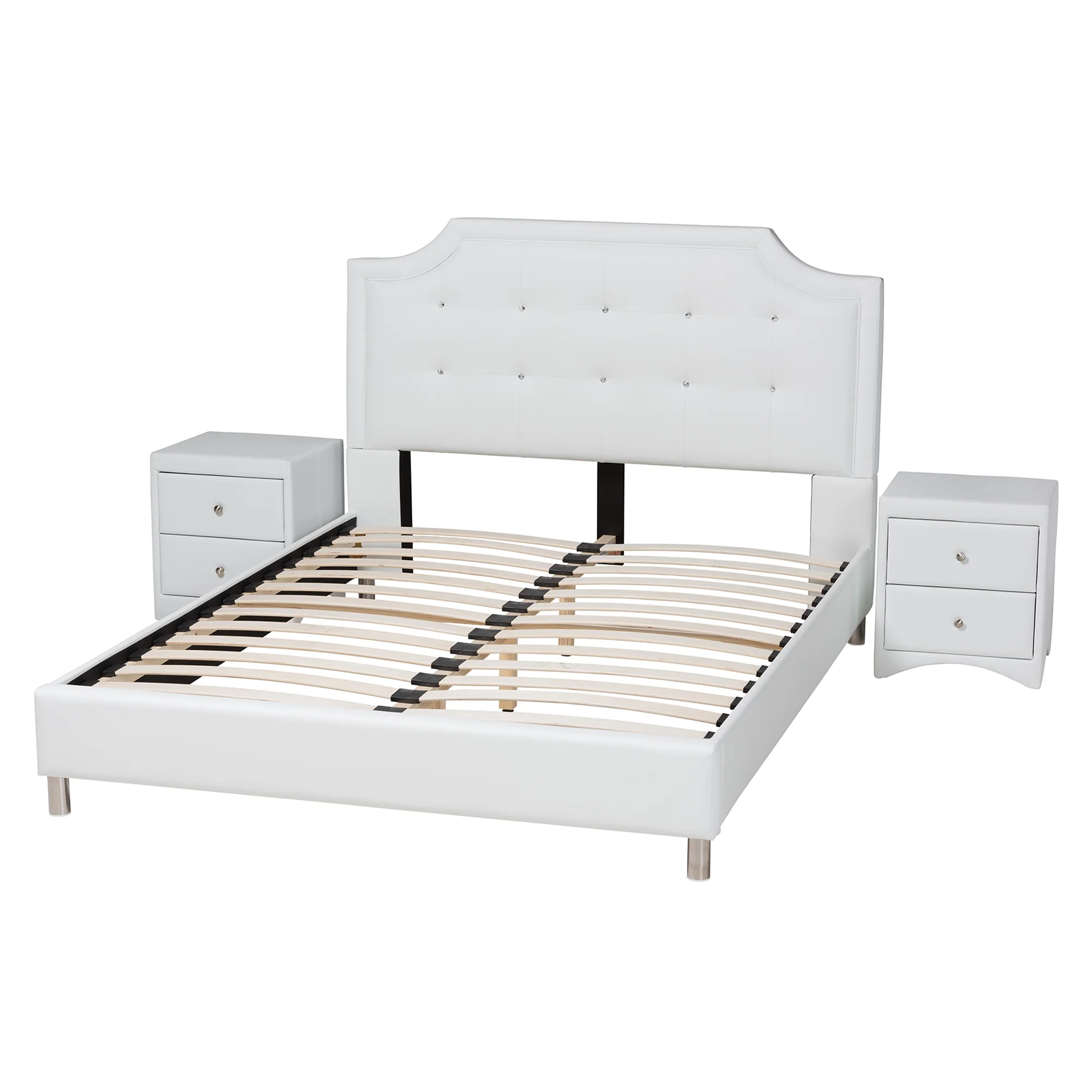 Baxton Studio Carlotta Contemporary Glam White Faux Leather Upholstered King Size 3-Piece Bedroom Set - Image 3