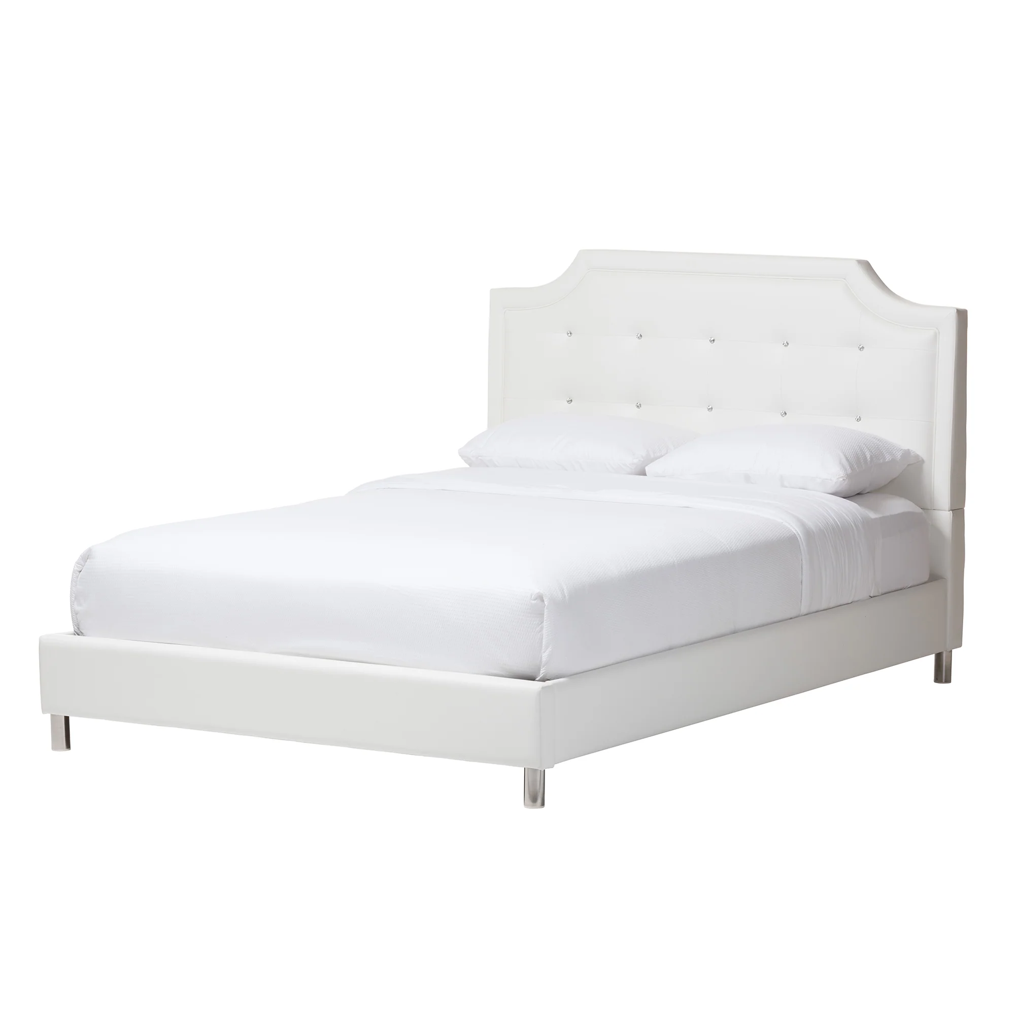 Baxton Studio Carlotta Contemporary Glam White Faux Leather Upholstered King Size 3-Piece Bedroom Set - Image 4