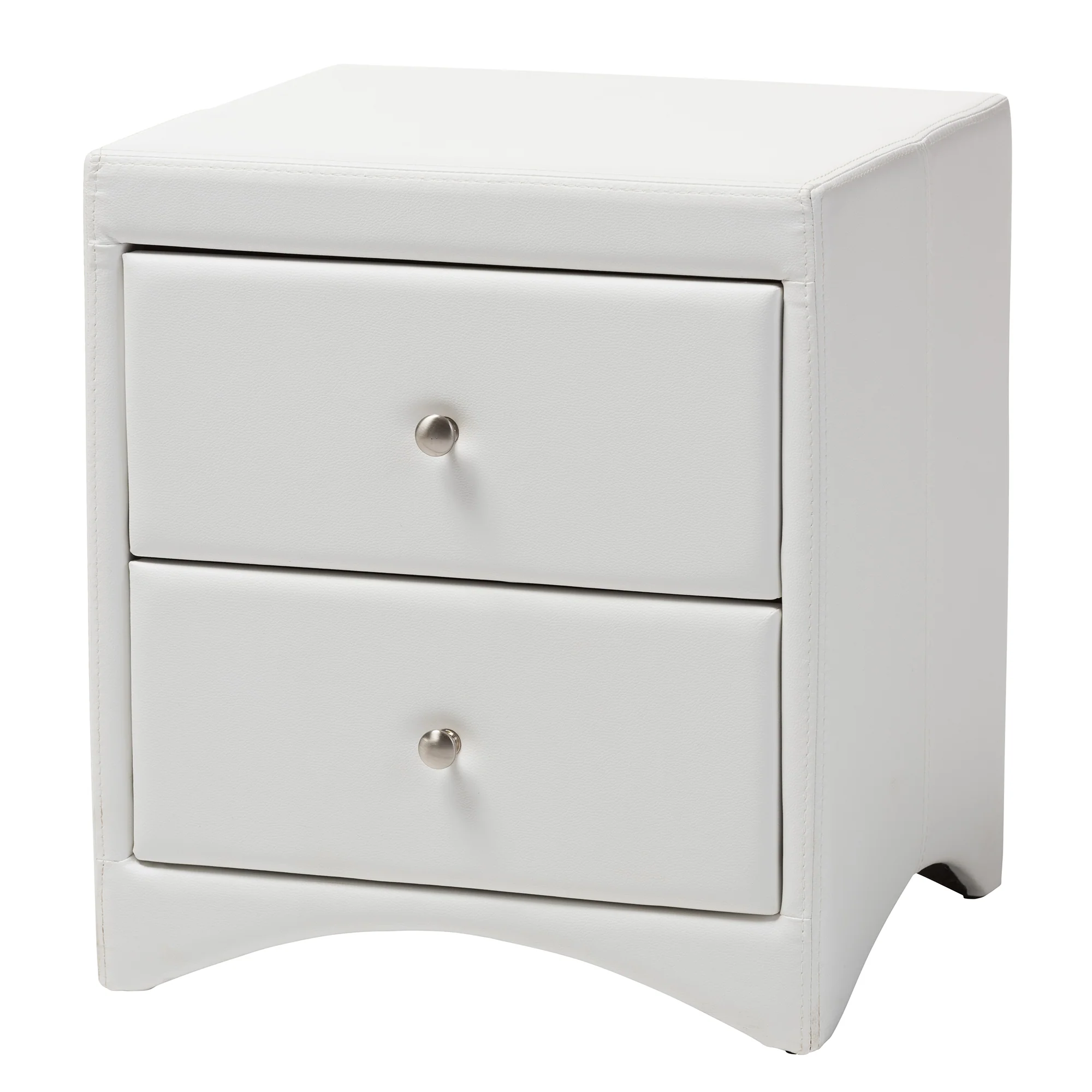 Baxton Studio Carlotta Contemporary Glam White Faux Leather Upholstered King Size 3-Piece Bedroom Set - Image 5