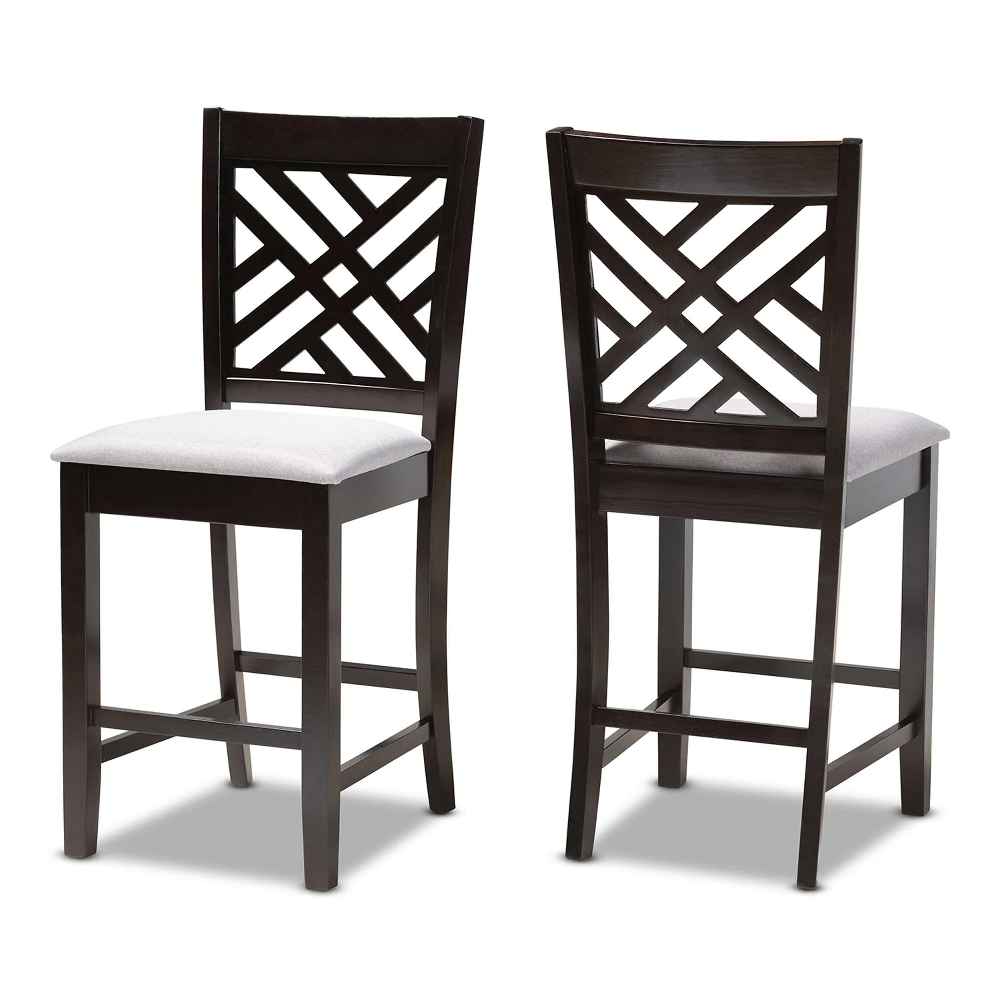 Baxton Studio Caron Modern and Contemporary Gray Fabric Upholstered Espresso Brown Finished Wood Counter Height Pub Chair Set of 2 - Image 2