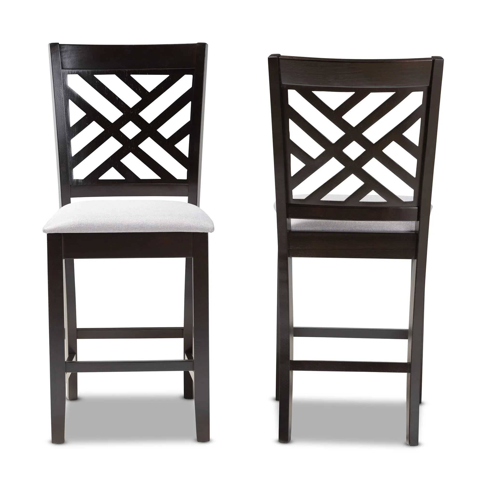 Baxton Studio Caron Modern and Contemporary Gray Fabric Upholstered Espresso Brown Finished Wood Counter Height Pub Chair Set of 2 - Image 3