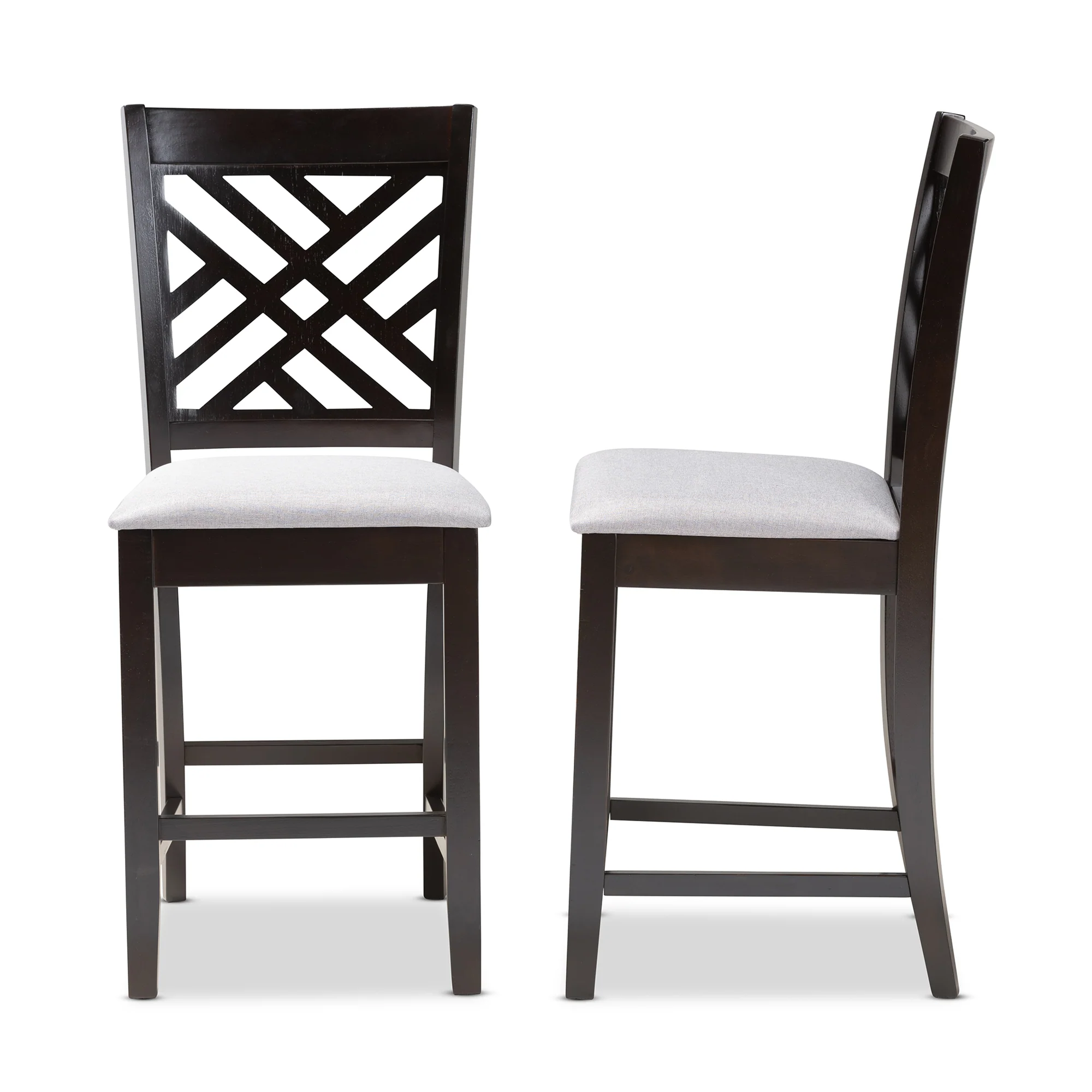 Baxton Studio Caron Modern and Contemporary Gray Fabric Upholstered Espresso Brown Finished Wood Counter Height Pub Chair Set of 2 - Image 4
