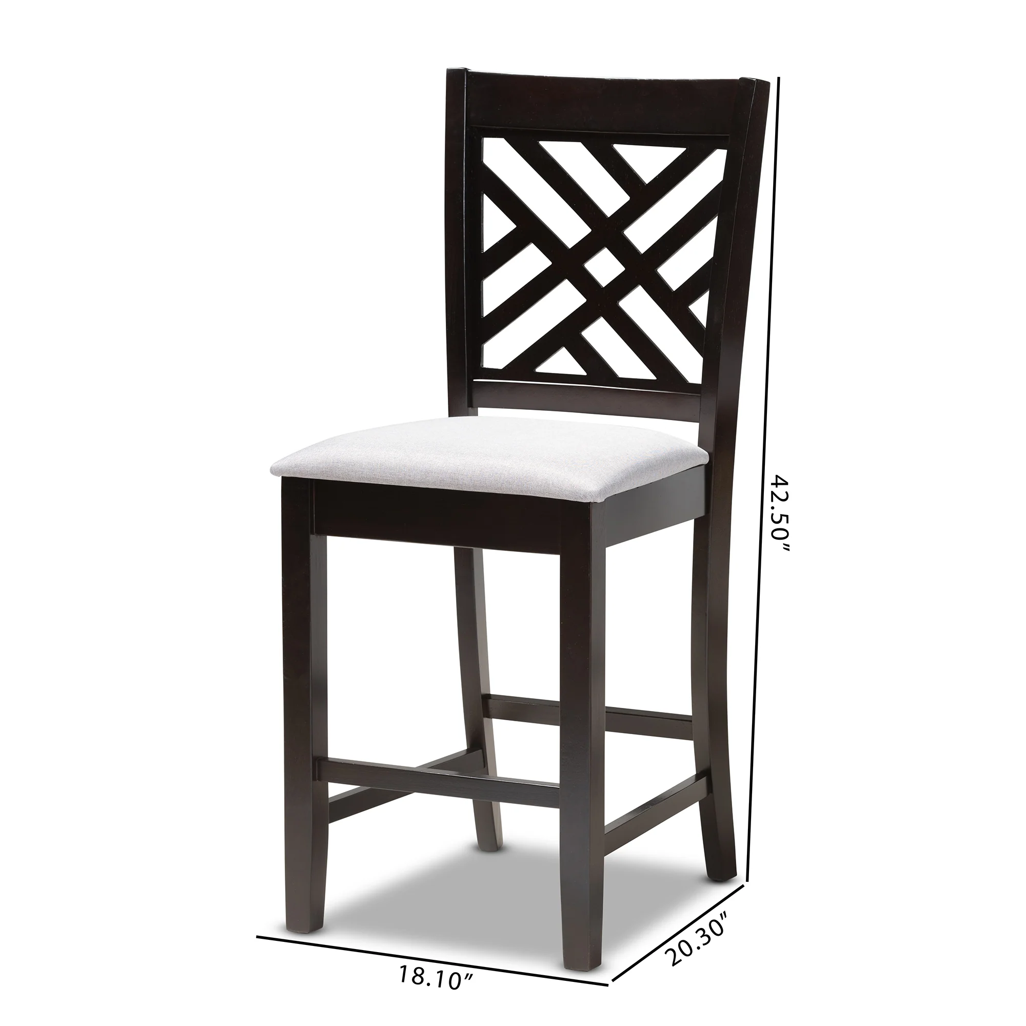 Baxton Studio Caron Modern and Contemporary Gray Fabric Upholstered Espresso Brown Finished Wood Counter Height Pub Chair Set of 2 - Image 7
