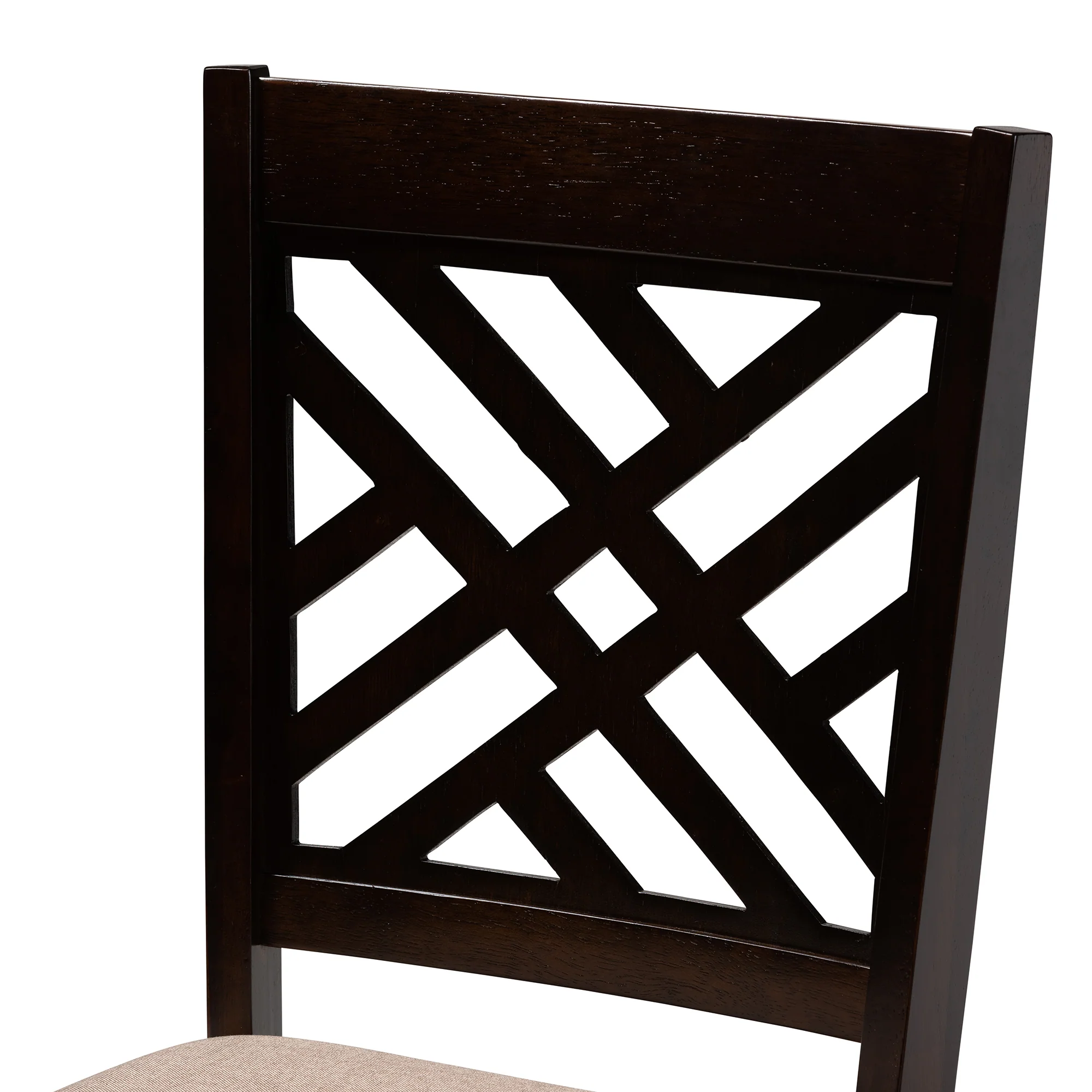 Baxton Studio Caron Modern and Contemporary Sand Fabric Upholstered Espresso Brown Finished Wood Dining Chair Set of 4 - Image 4