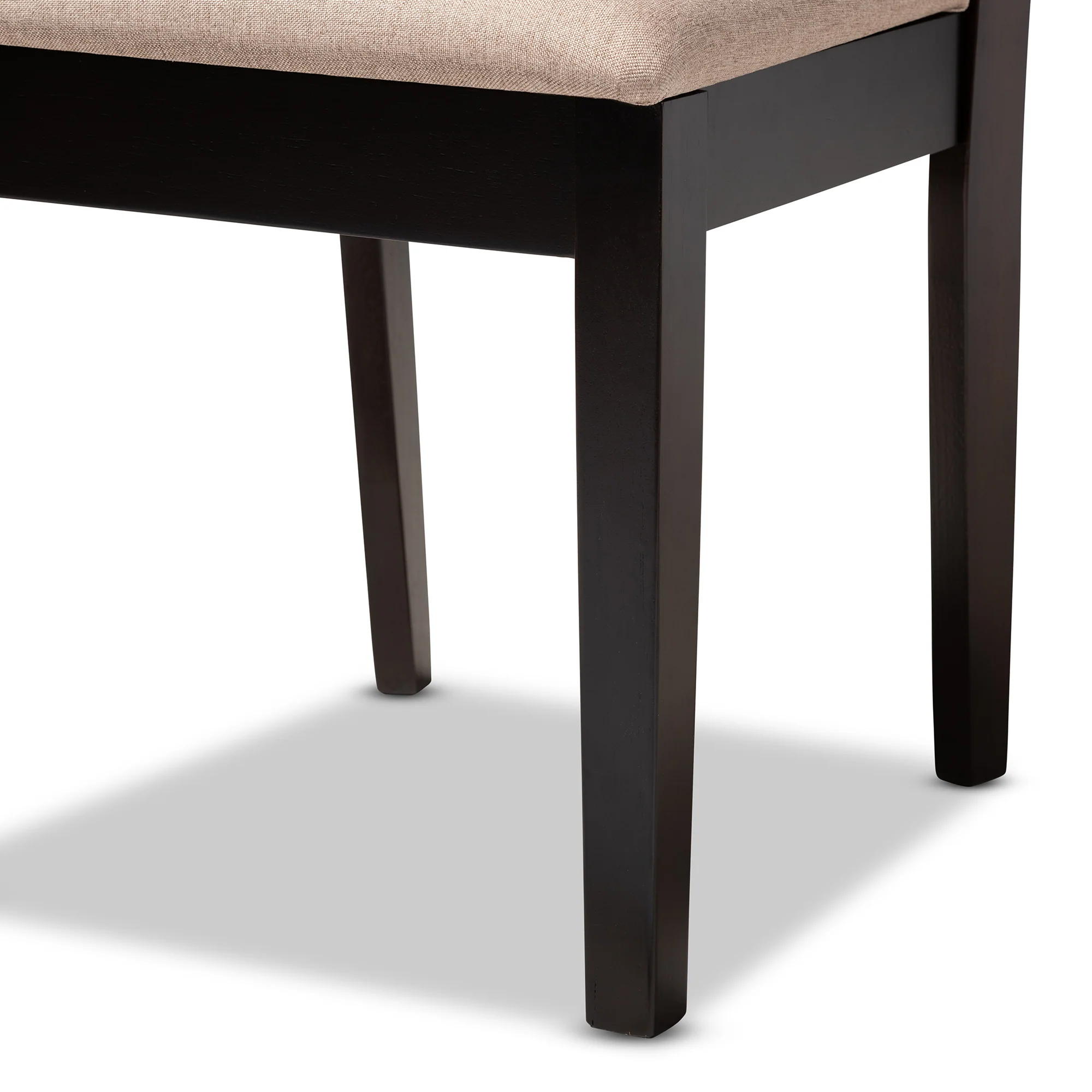 Baxton Studio Caron Modern and Contemporary Sand Fabric Upholstered Espresso Brown Finished Wood Dining Chair Set of 4 - Image 5
