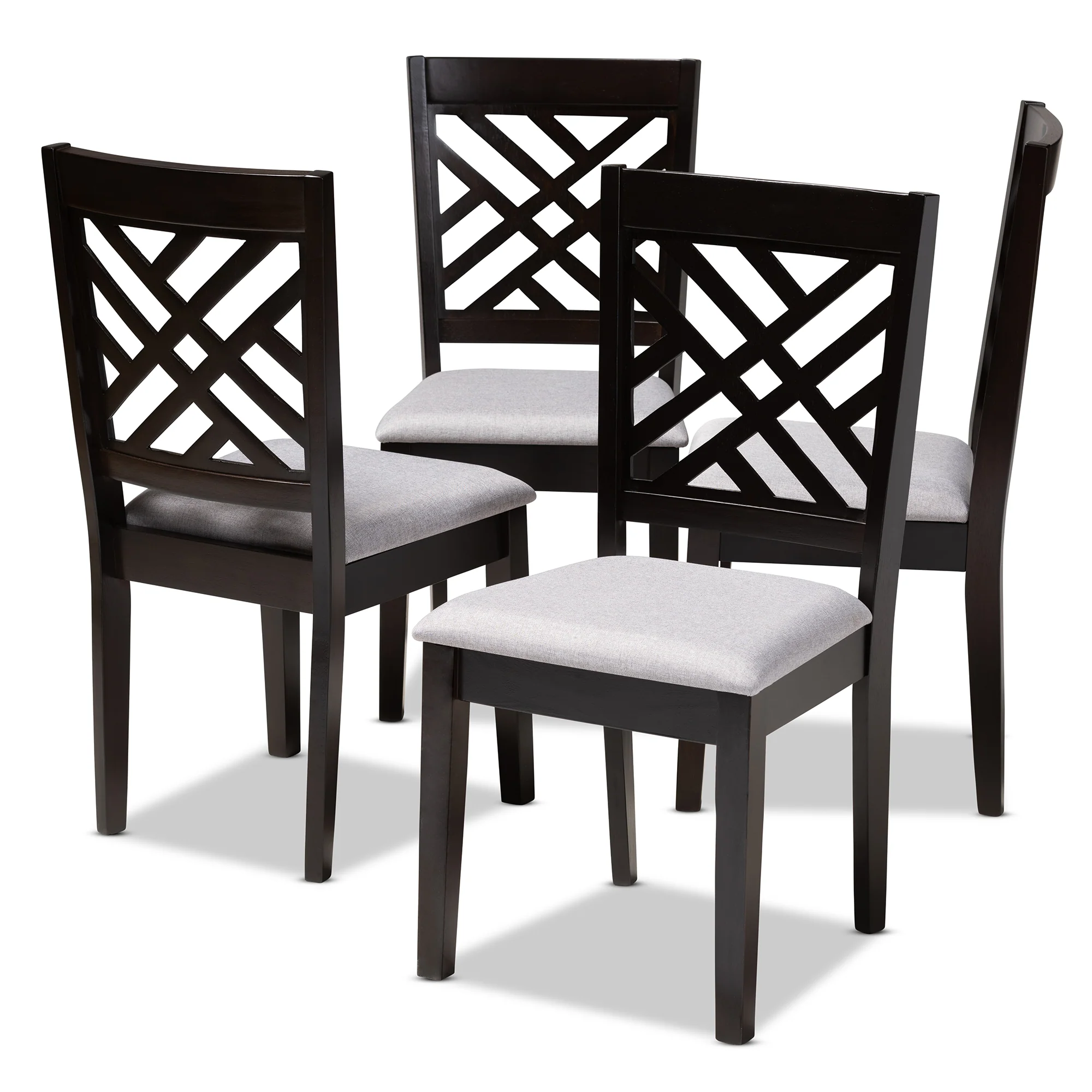 Baxton Studio Caron Modern and Contemporary Sand Fabric Upholstered Espresso Brown Finished Wood Dining Chair Set of 4 - Image 9