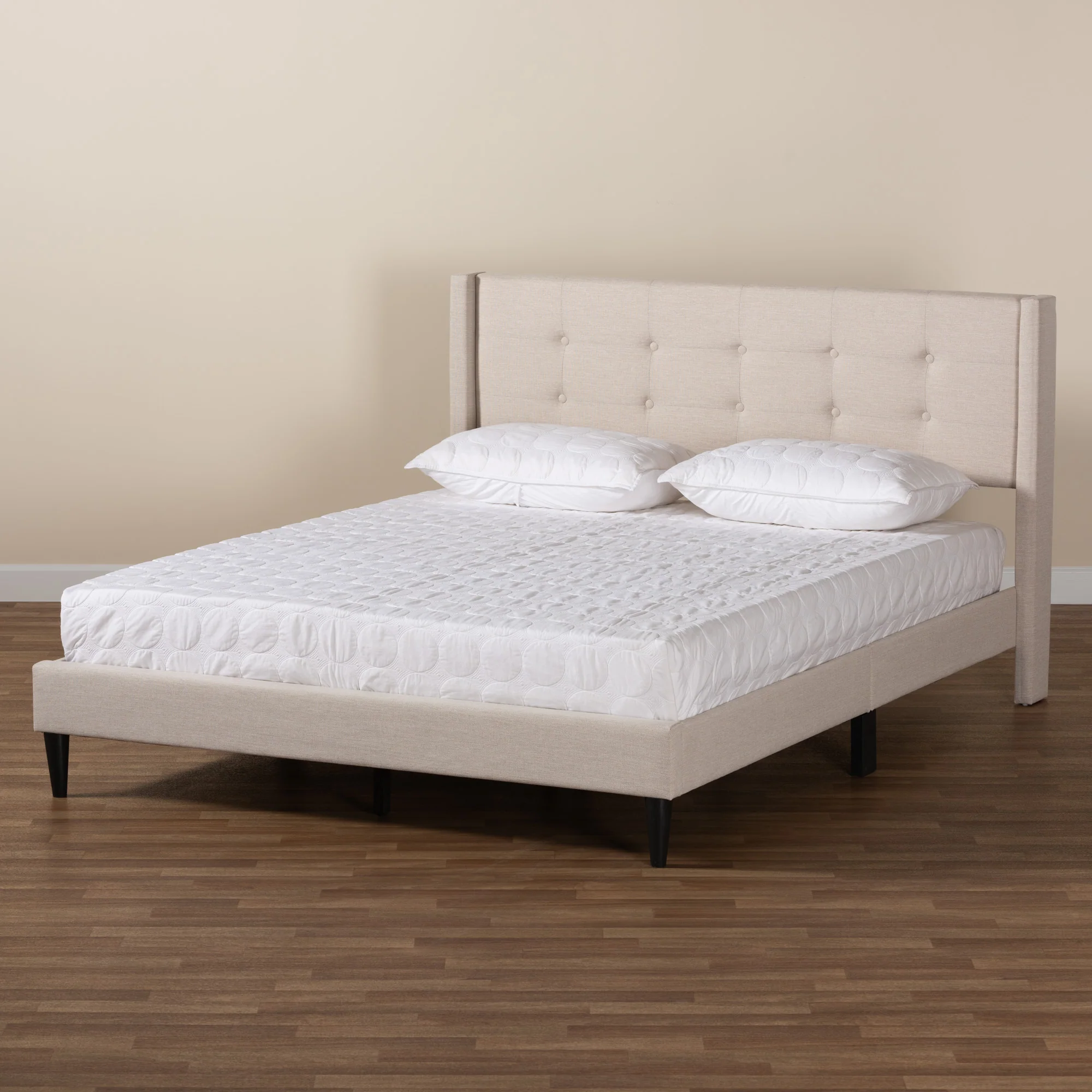 Baxton Studio Casol Mid-Century Modern Transitional Beige Fabric Upholstered Full Size Platform Bed - Image 10