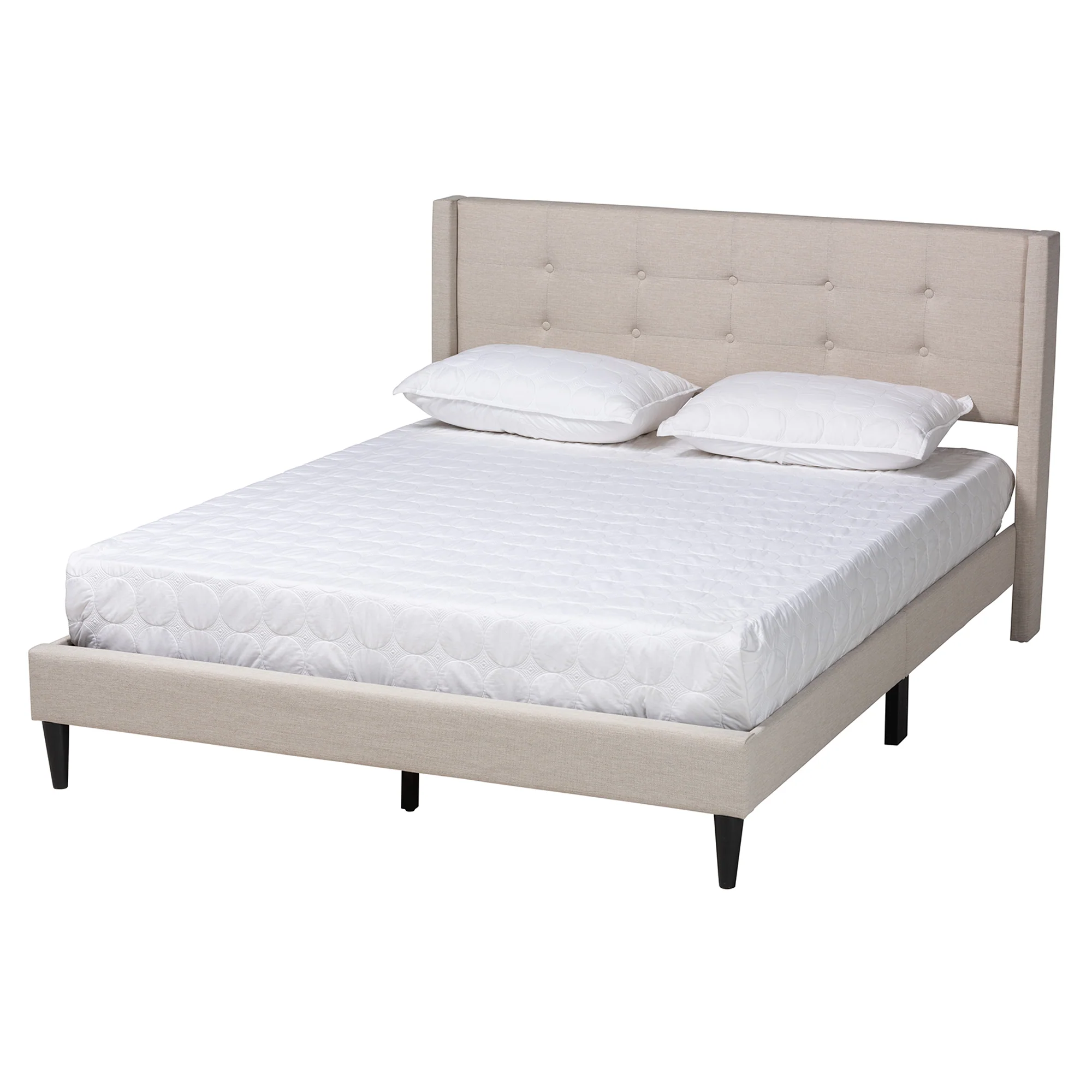 Baxton Studio Casol Mid-Century Modern Transitional Beige Fabric Upholstered Full Size Platform Bed - Image 2