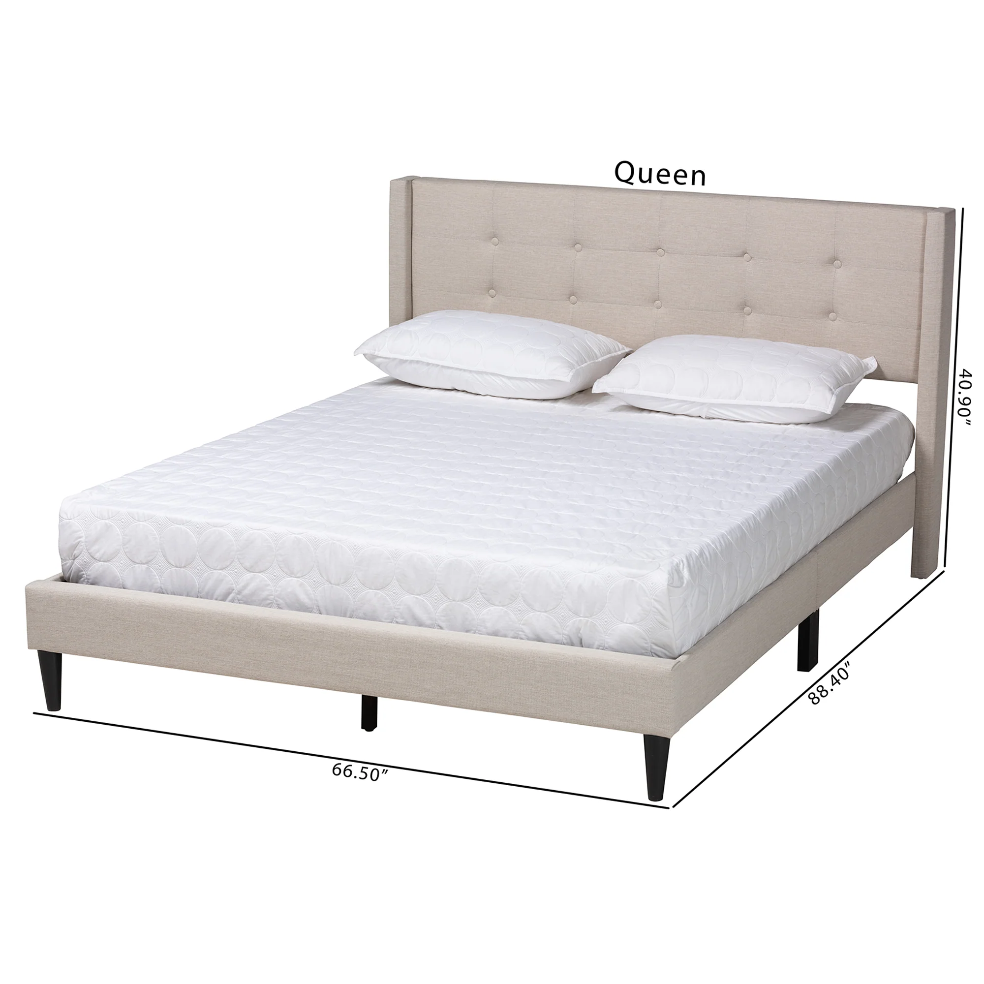 Baxton Studio Casol Mid-Century Modern Transitional Beige Fabric Upholstered Full Size Platform Bed - Image 9