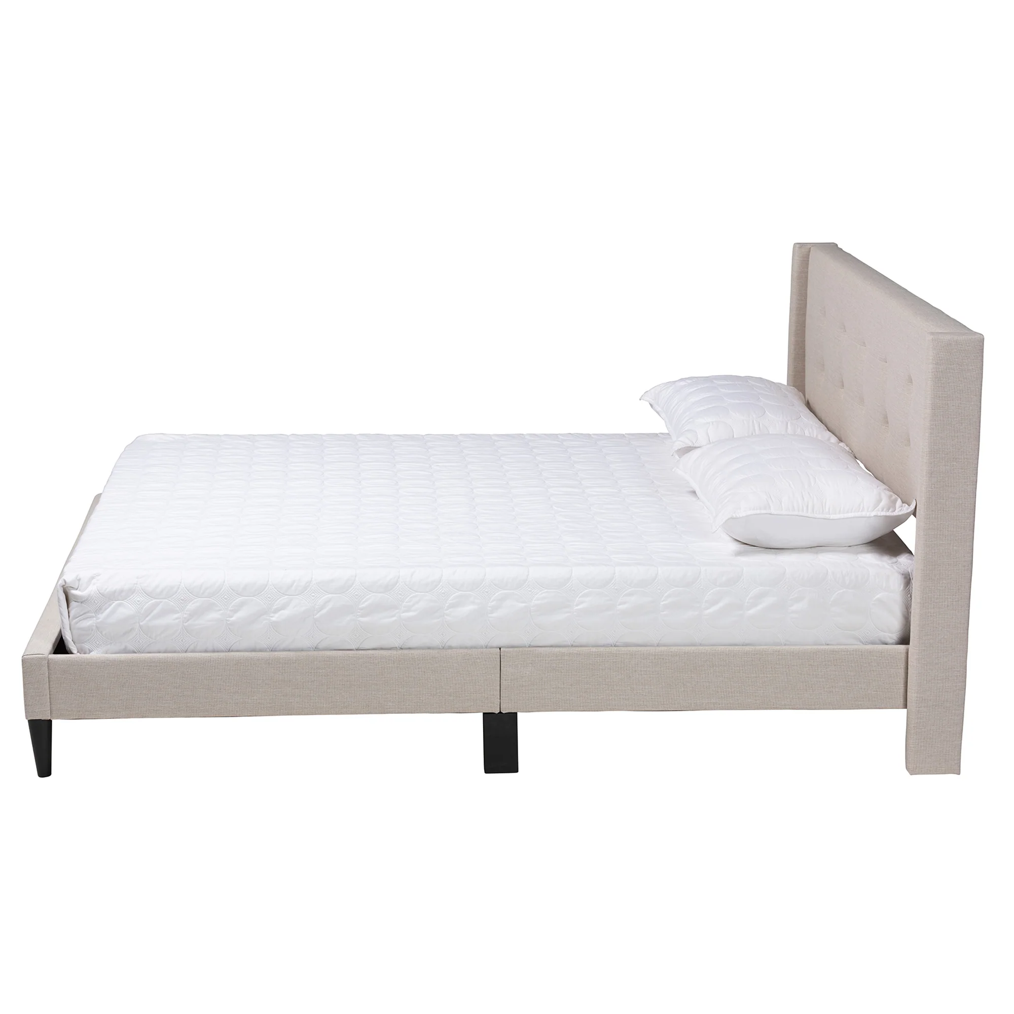 Baxton Studio Casol Mid-Century Modern Transitional Beige Fabric Upholstered Queen Size Platform Bed - Image 3