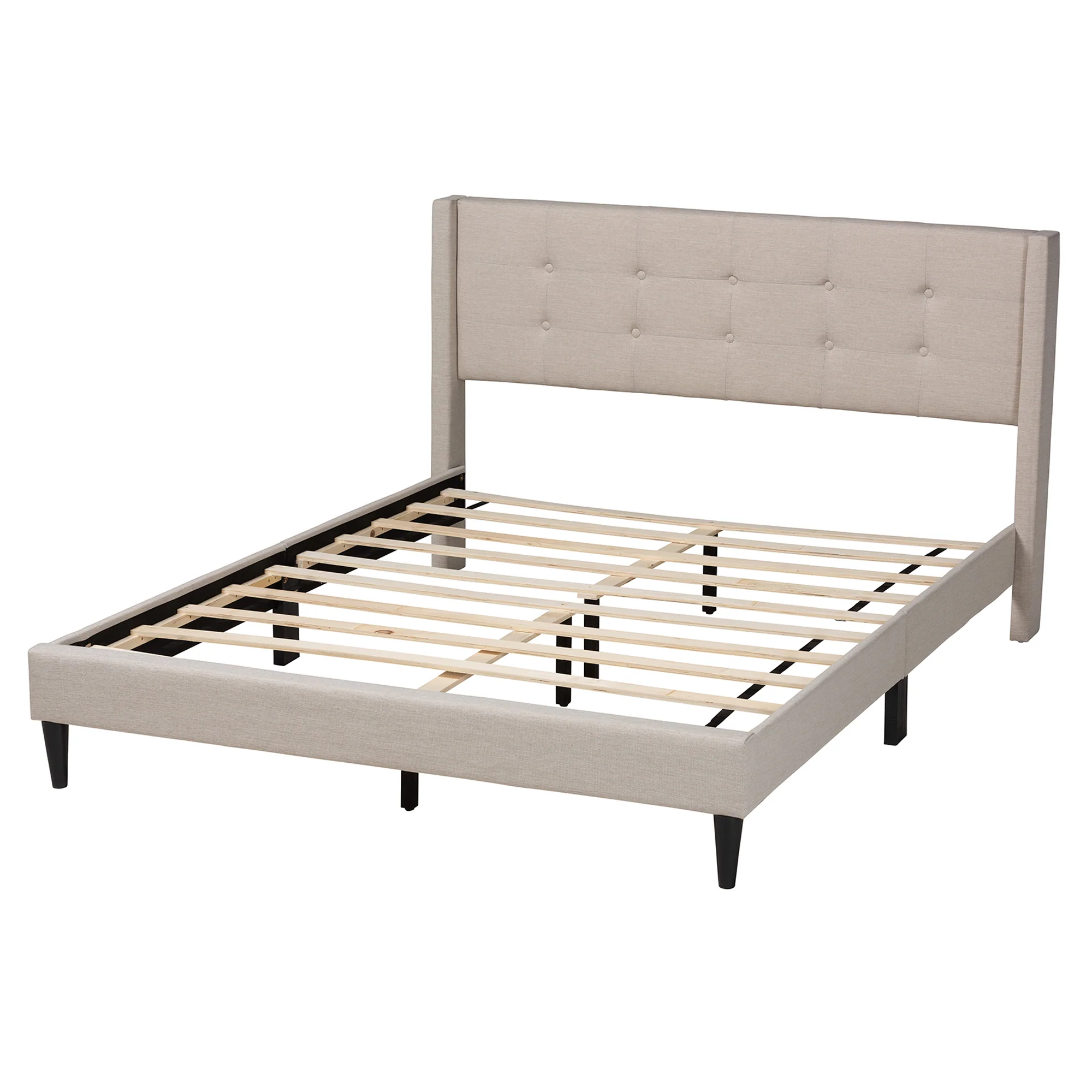 Baxton Studio Casol Mid-Century Modern Transitional Beige Fabric Upholstered Queen Size Platform Bed - Image 4