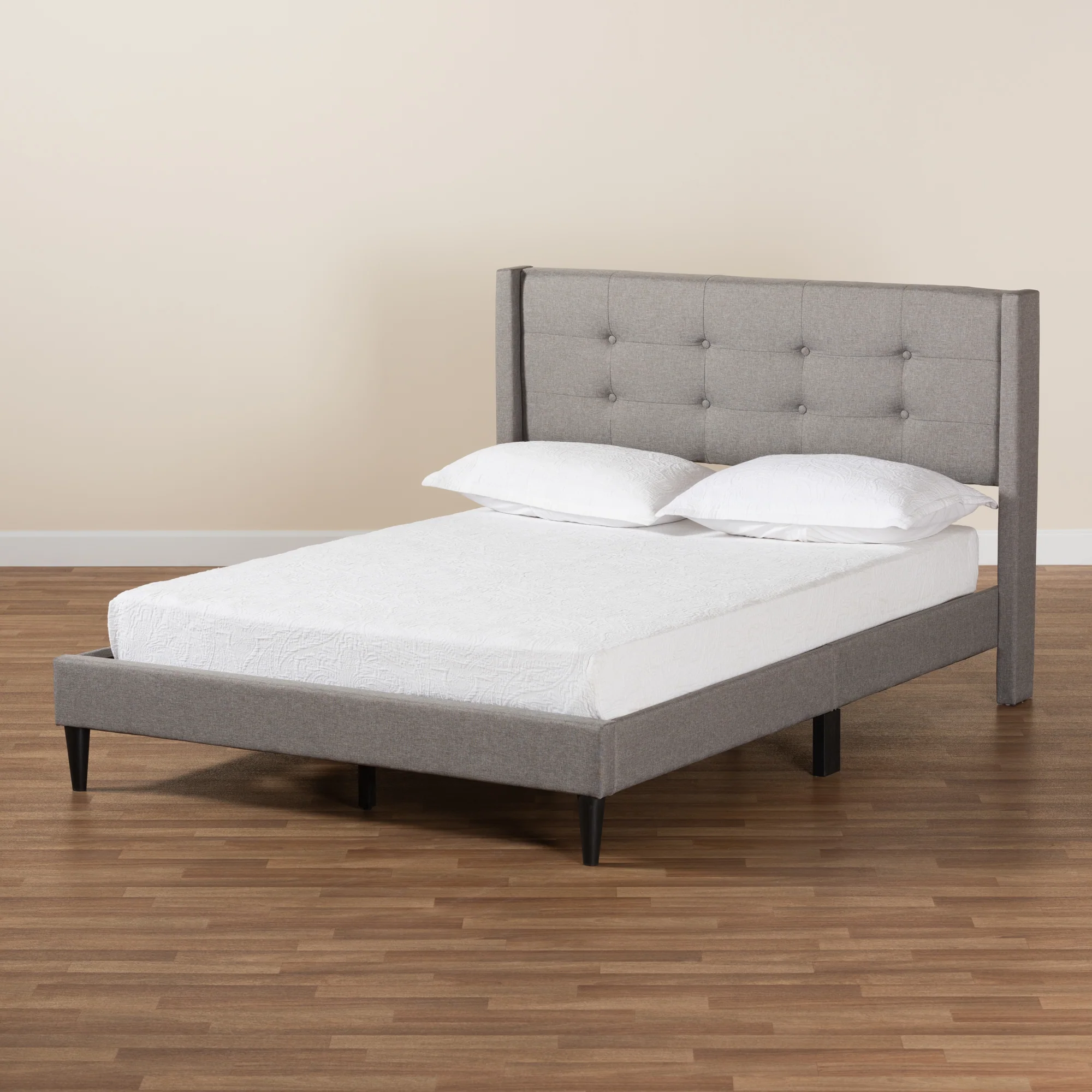 Baxton Studio Casol Mid-Century Modern Transitional Grey Fabric Upholstered Full Size Platform Bed - Image 10