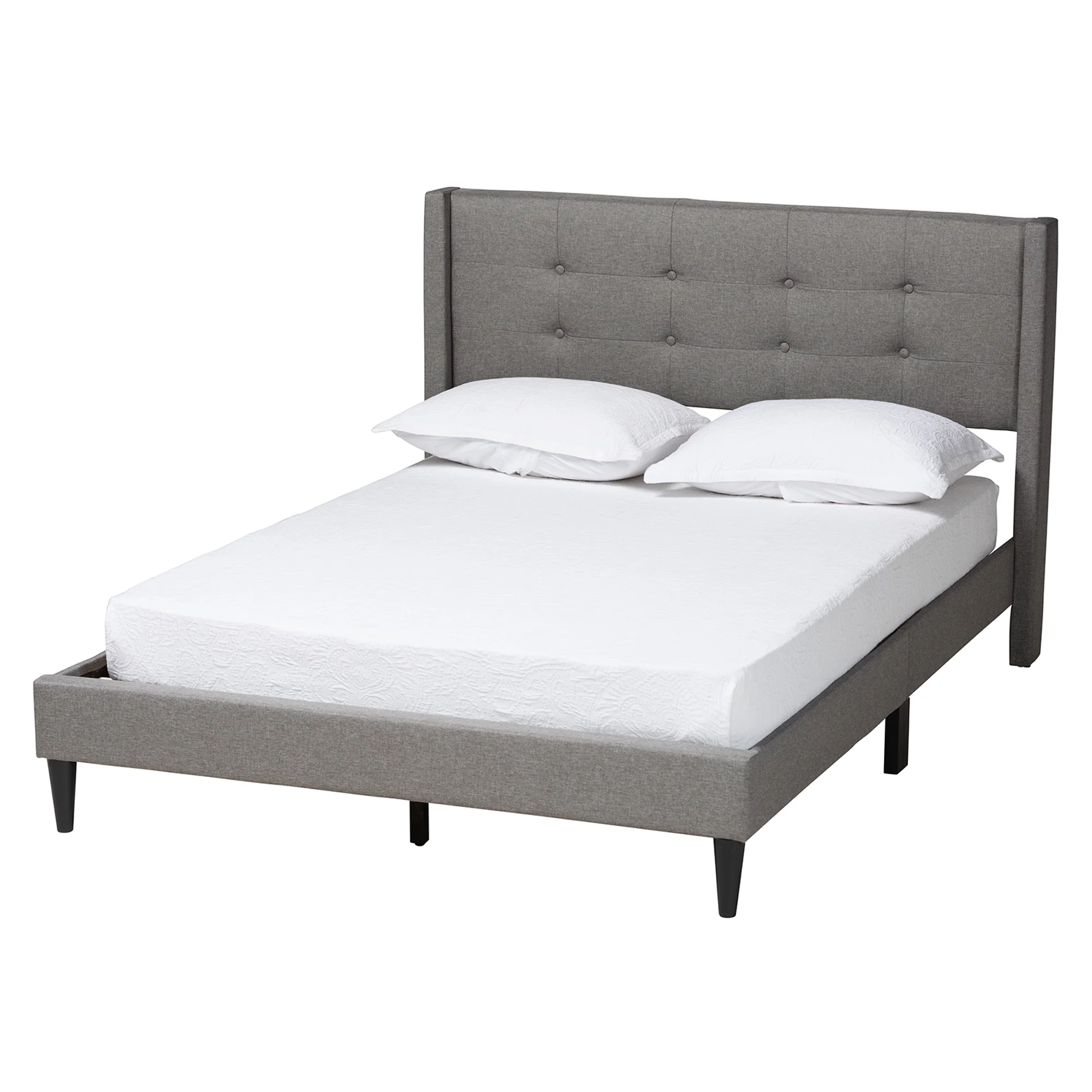 Baxton Studio Casol Mid-Century Modern Transitional Grey Fabric Upholstered Full Size Platform Bed - Image 2