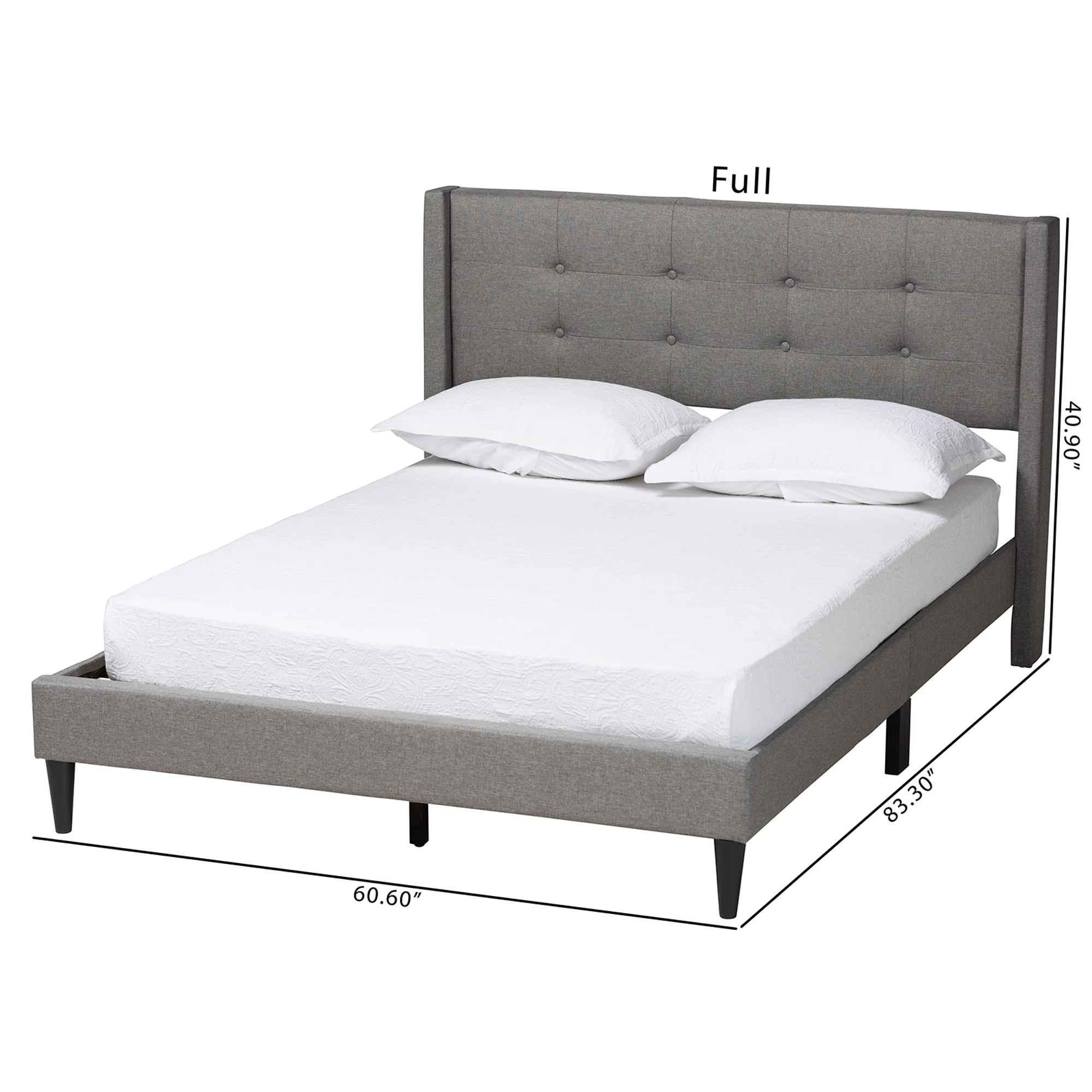 Baxton Studio Casol Mid-Century Modern Transitional Grey Fabric Upholstered Full Size Platform Bed - Image 8