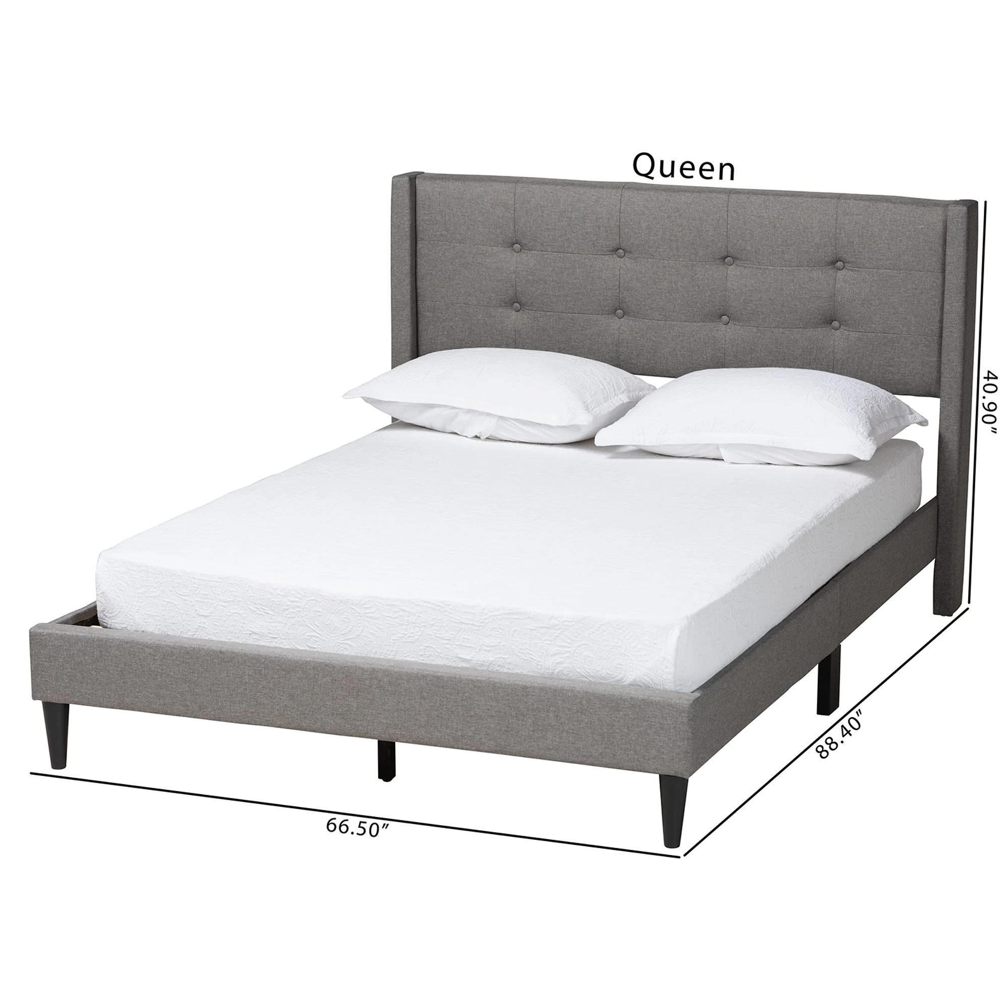 Baxton Studio Casol Mid-Century Modern Transitional Grey Fabric Upholstered Queen Size Platform Bed - Image 4