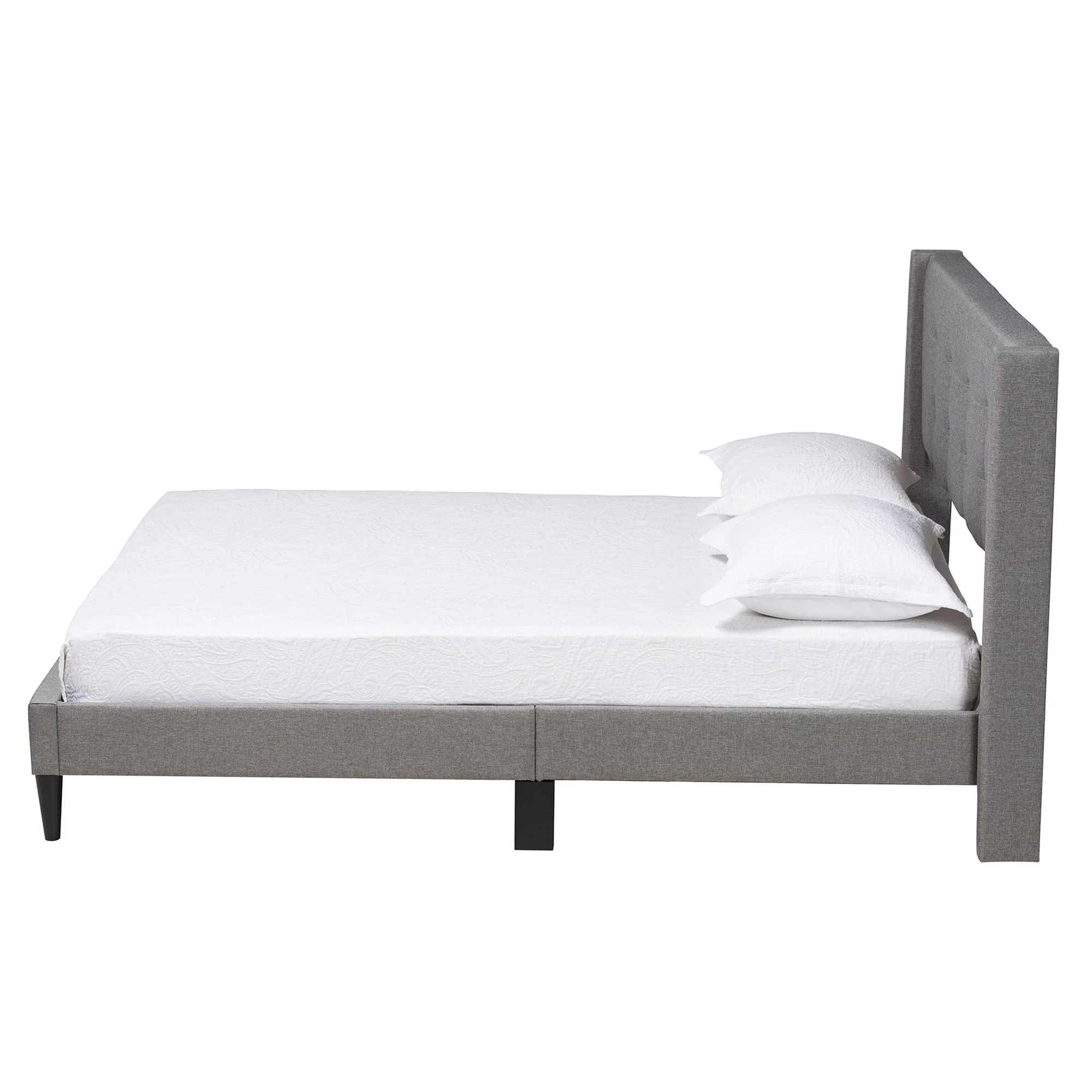 Baxton Studio Casol Mid-Century Modern Transitional Grey Fabric Upholstered Queen Size Platform Bed - Image 6