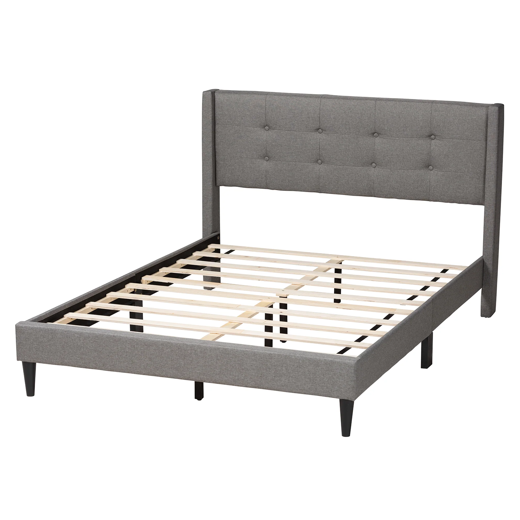 Baxton Studio Casol Mid-Century Modern Transitional Grey Fabric Upholstered Queen Size Platform Bed - Image 7