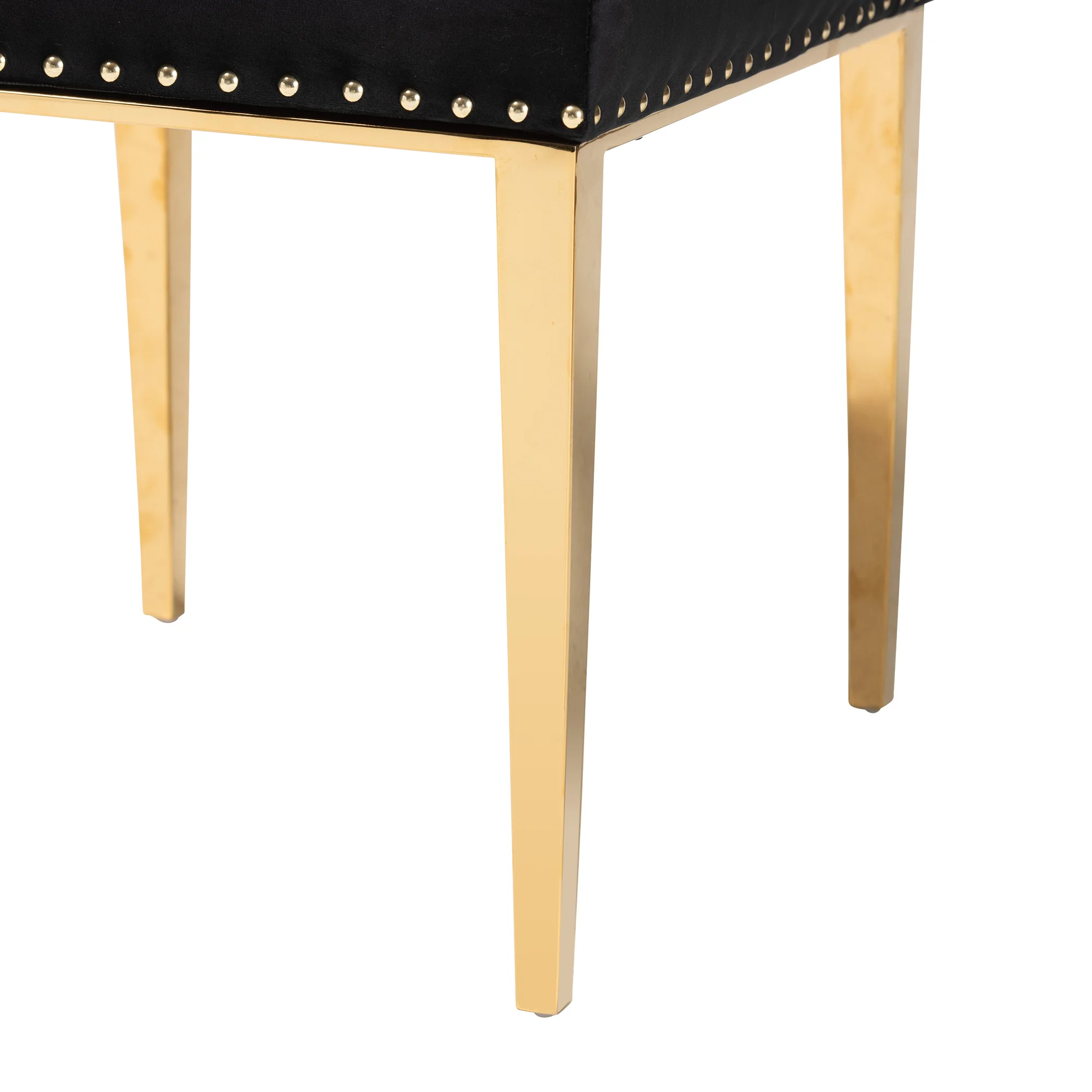 Baxton Studio Caspera Contemporary Glam and Luxe Black Velvet Fabric and Gold Metal 2-Piece Dining Chair Set - Image 6