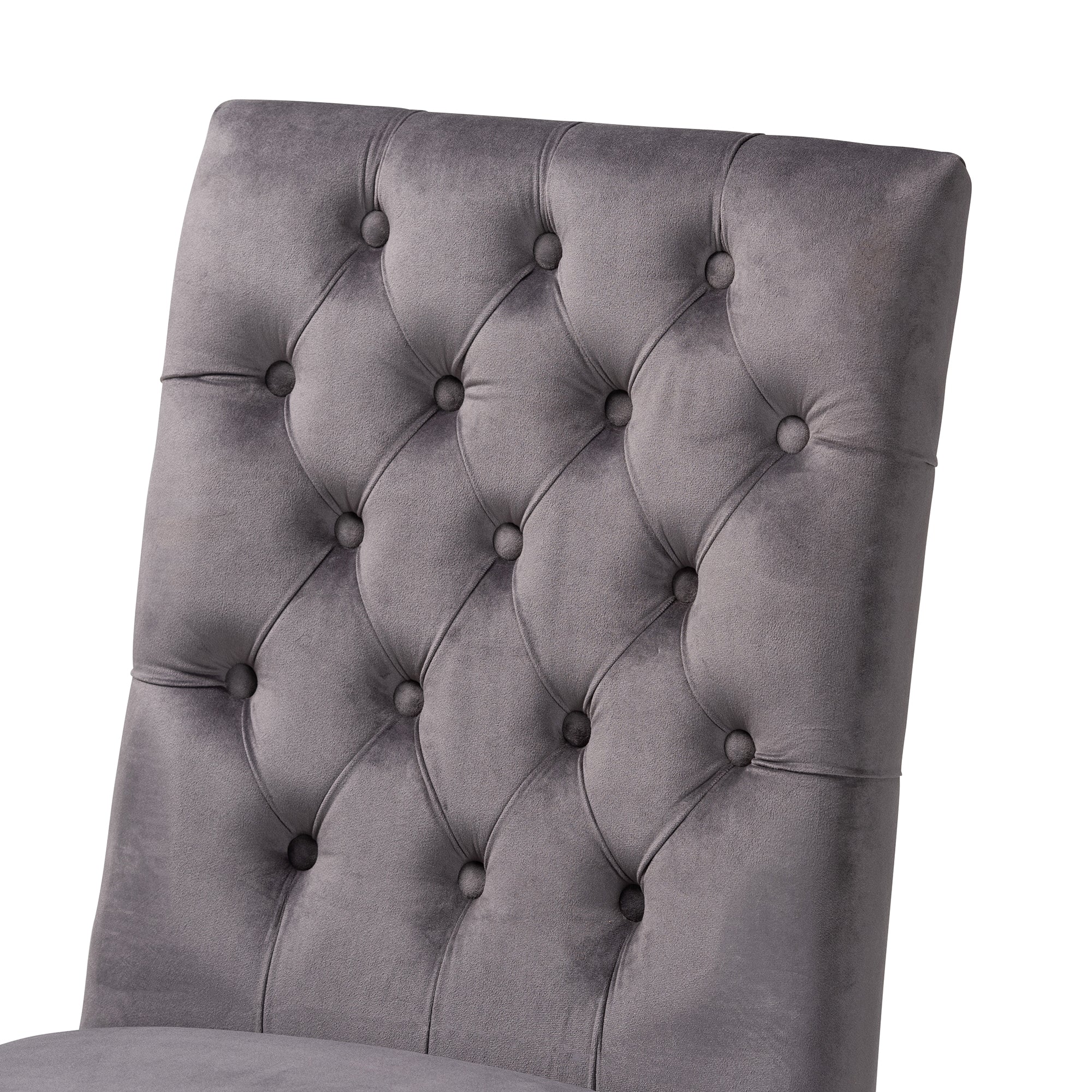 Baxton Studio Caspera Contemporary Glam and Luxe Grey Velvet Fabric and Silver Metal 2-Piece Dining Chair Set - Image 5