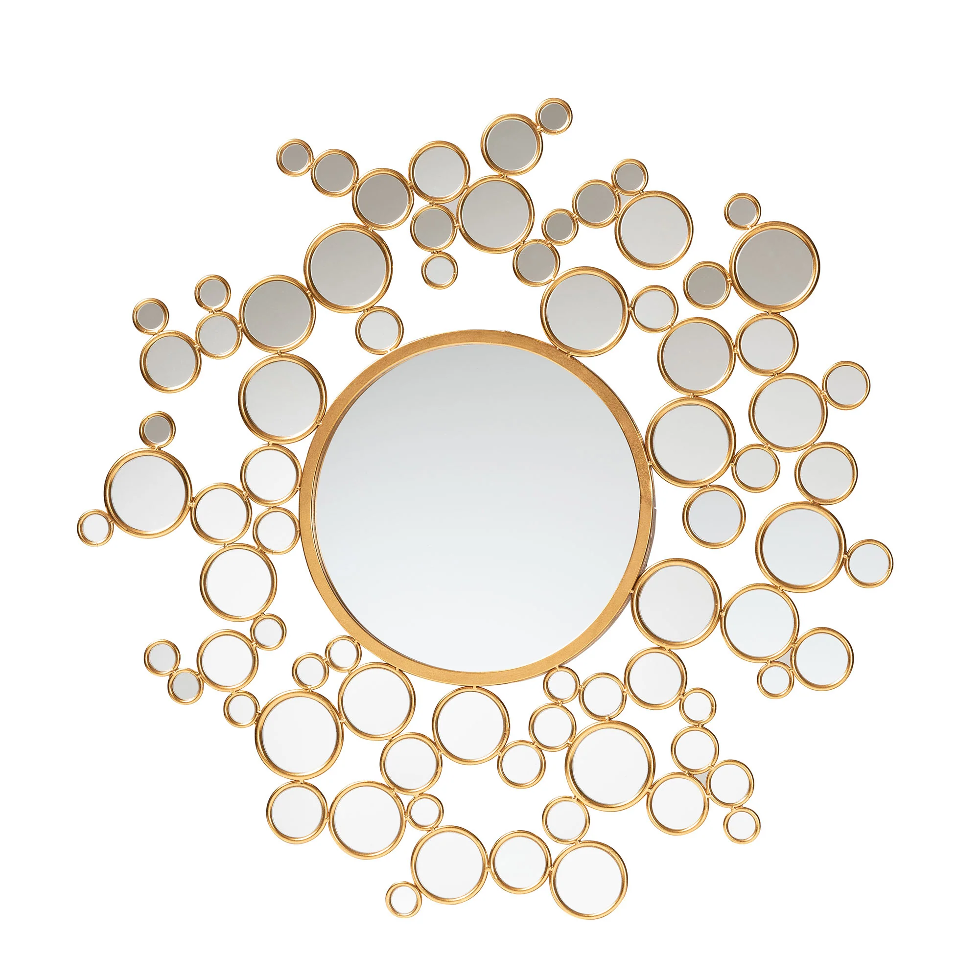 Baxton Studio Castiel Modern Glam and Luxe Antique Goldleaf Metal Bubble Accent Wall Mirror - Image 2