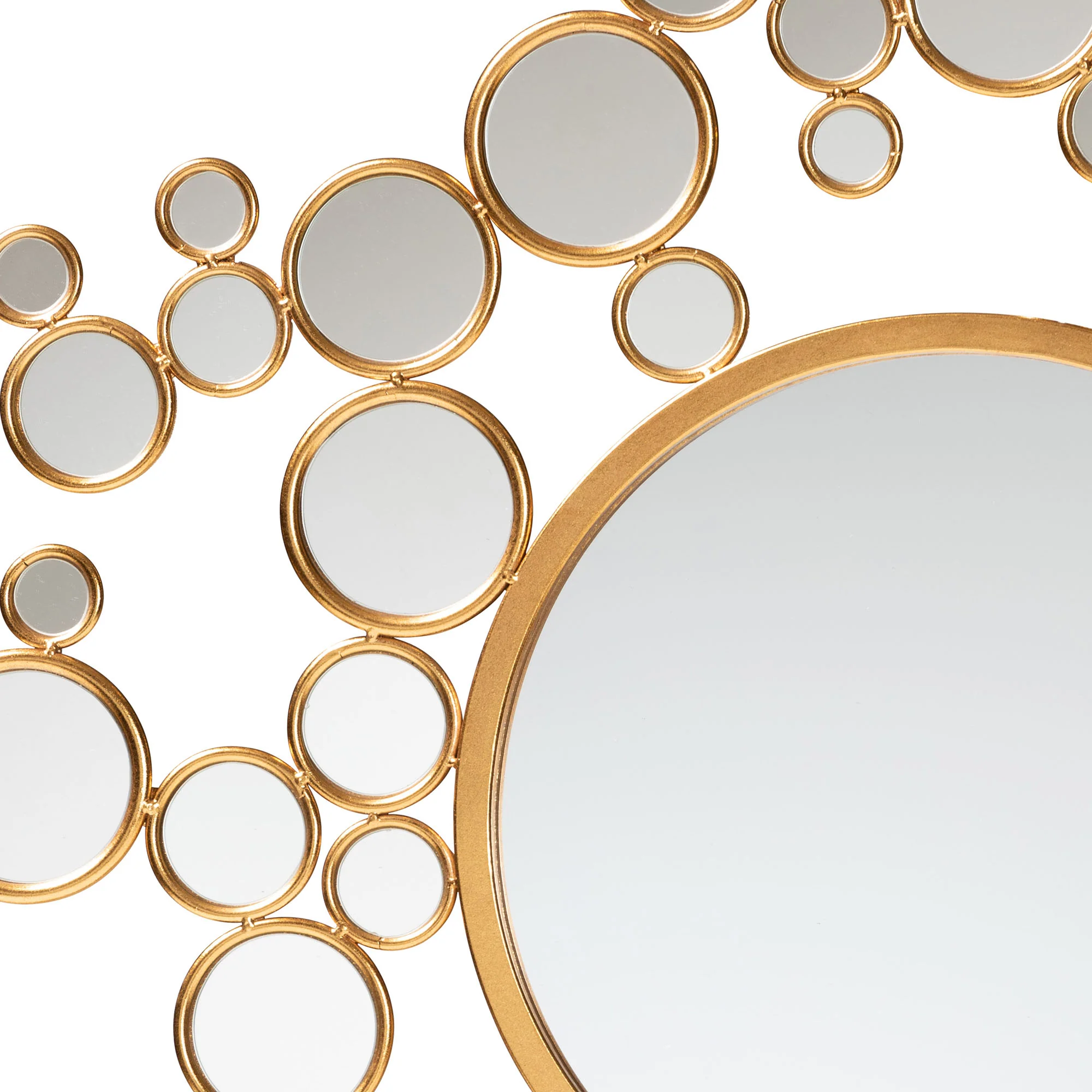Baxton Studio Castiel Modern Glam and Luxe Antique Goldleaf Metal Bubble Accent Wall Mirror - Image 3