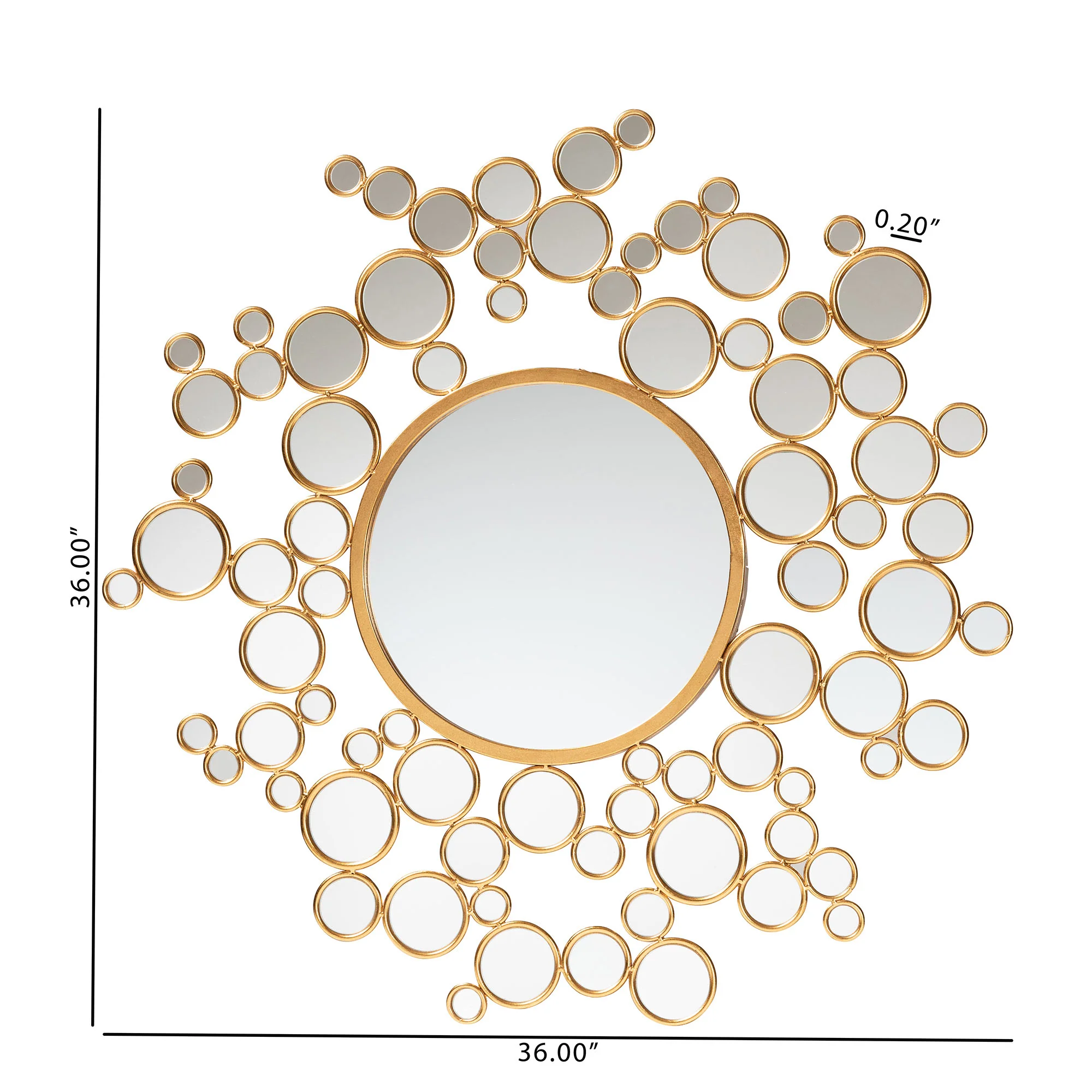 Baxton Studio Castiel Modern Glam and Luxe Antique Goldleaf Metal Bubble Accent Wall Mirror - Image 4